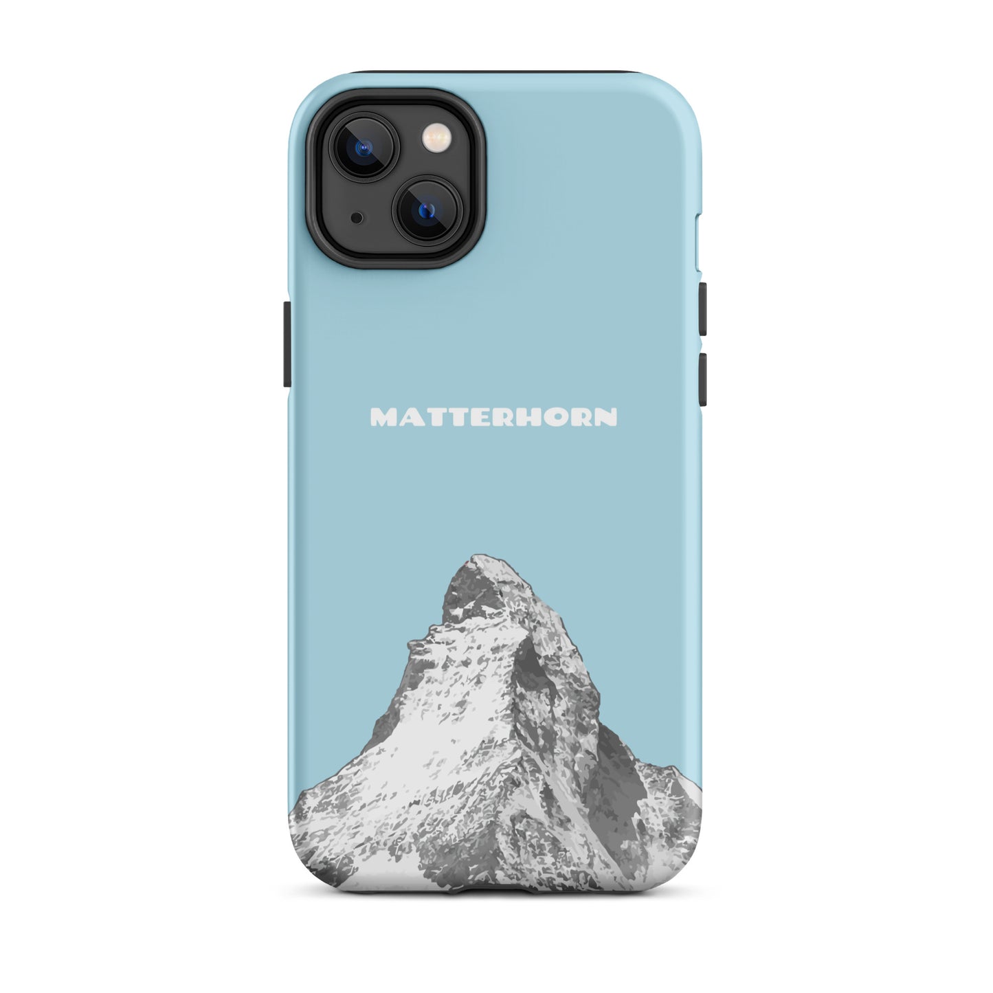 Hellblaue iPhone Hard Case mit Matterhorn-Motiv, Zermatt, Wallis, Schweiz.