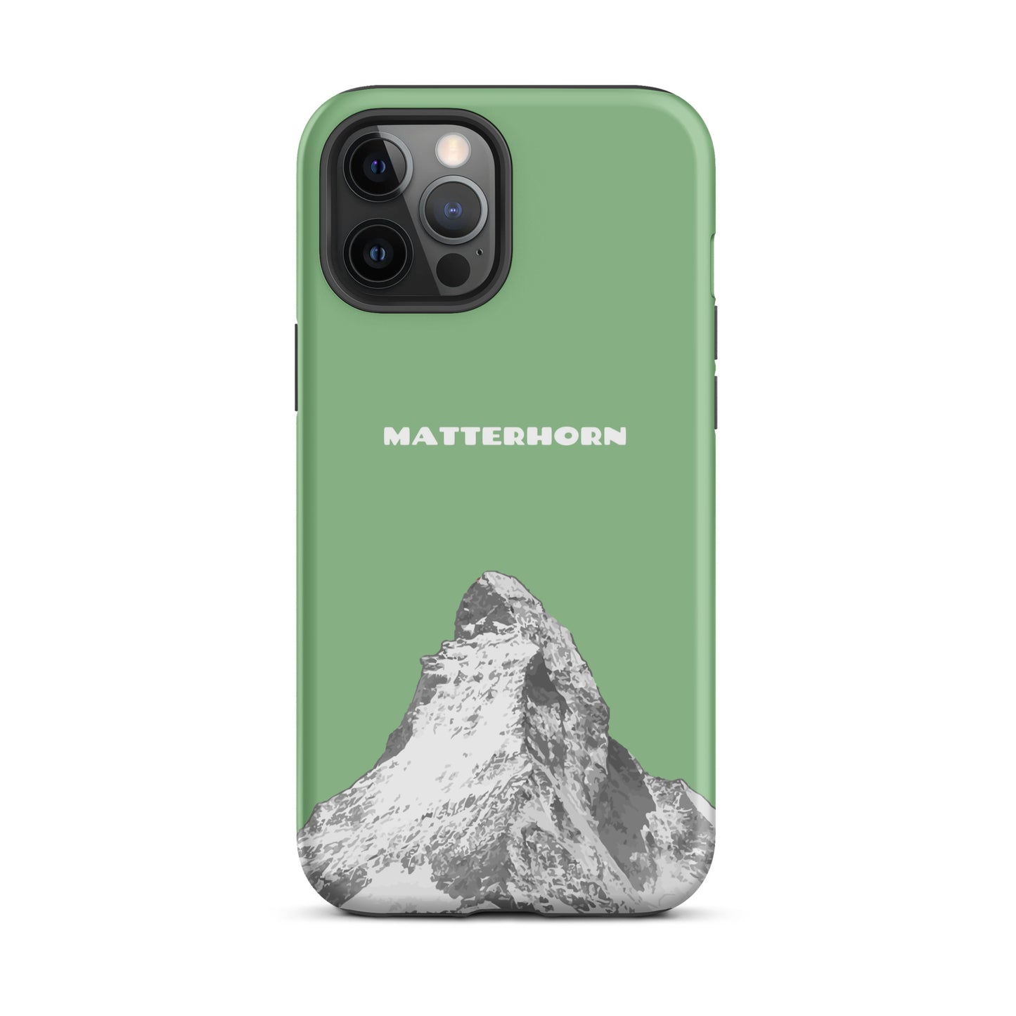 Hellgrüne iPhone-Hülle mit Matterhorn-Motiv, Hard Case für Apple iPhone, Schutzhülle mit Alpen-Design.