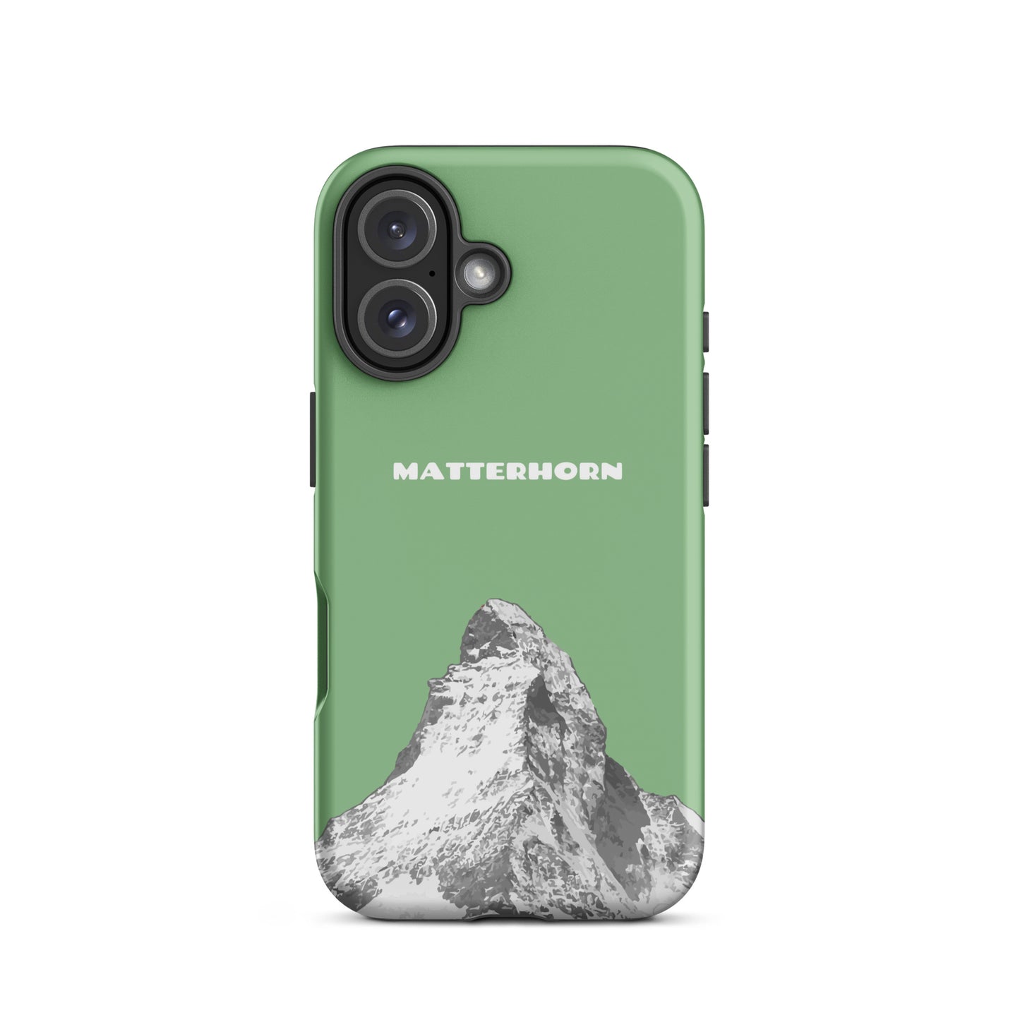Hellgrüne iPhone-Hülle mit Matterhorn-Motiv, Hard Case, Zermatt, Wallis, Schweiz.
