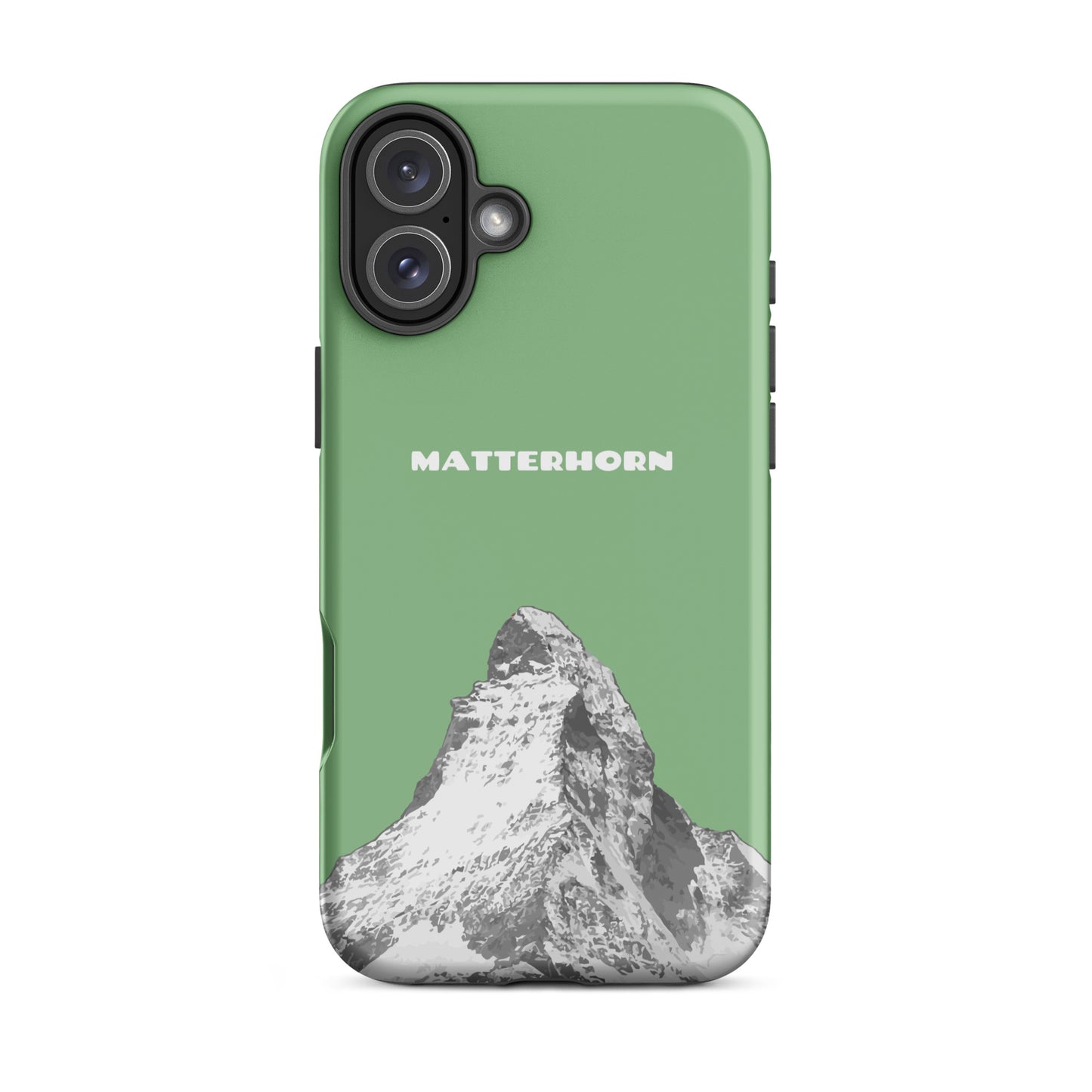 Hellgrüne iPhone Hülle mit Matterhorn-Motiv, Hard Case aus robustem Material für Apple iPhone.