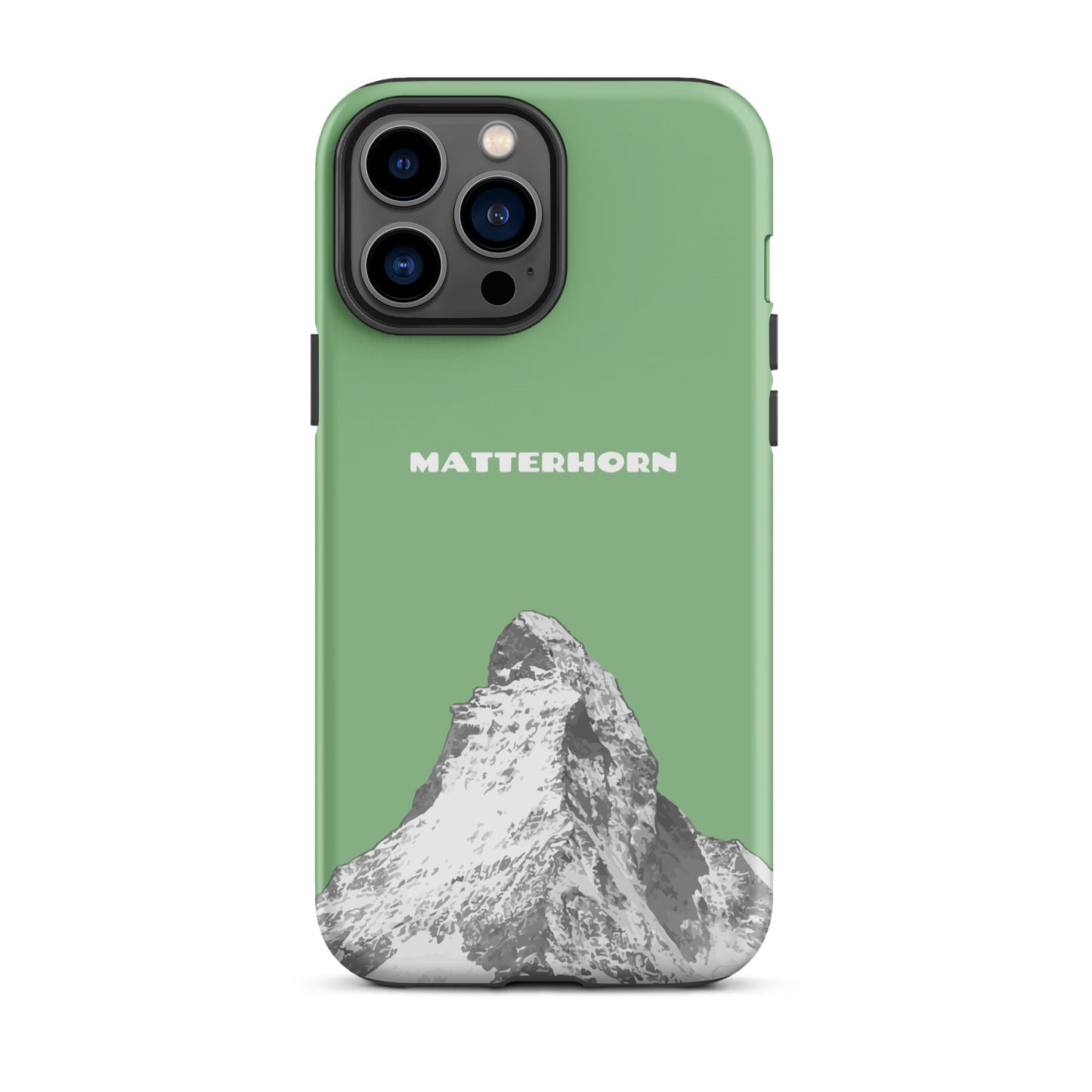Hellgrüne iPhone Hülle mit Matterhorn-Motiv, Hard Case, Zermatt-Design, Schutzhülle für Apple iPhone.