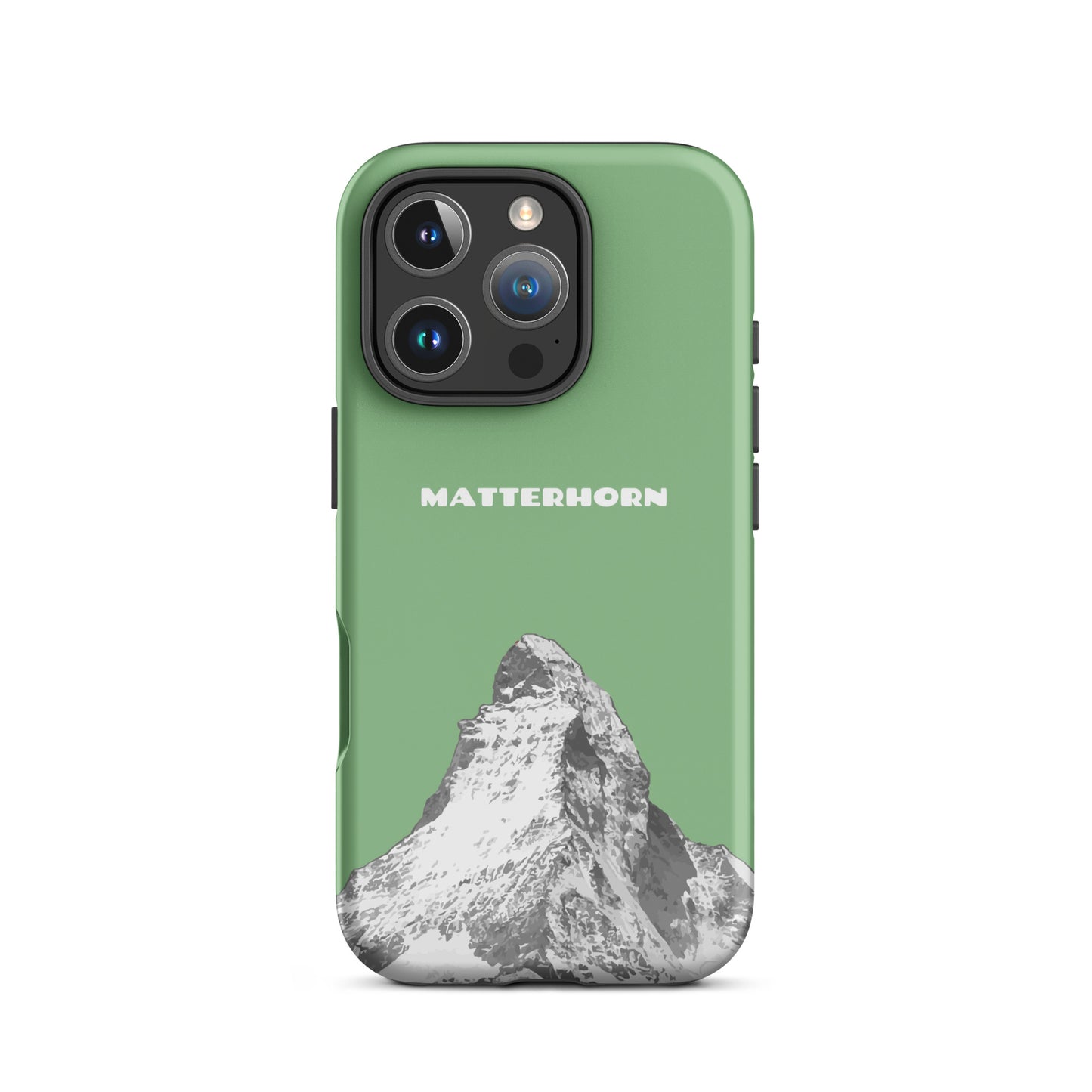Hellgrüne iPhone Handyhülle mit Matterhorn-Motiv, Hard Case für Apple iPhone, Schutzhülle mit Alpenberg-Design.