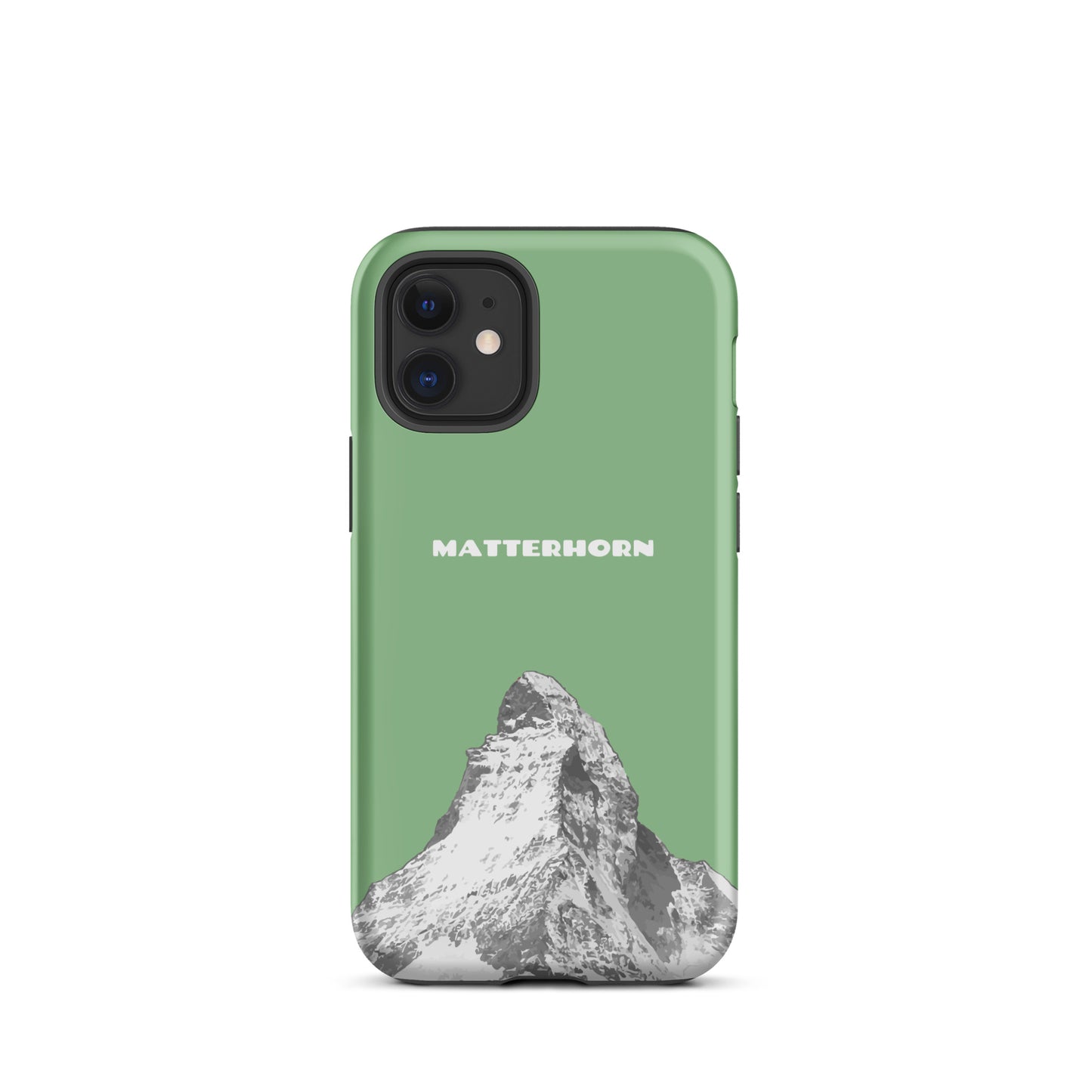 Hellgrüne iPhone Hülle mit Matterhorn-Motiv, Hard Case für Apple iPhone, Schutzhülle mit Bergdesign aus Zermatt.
