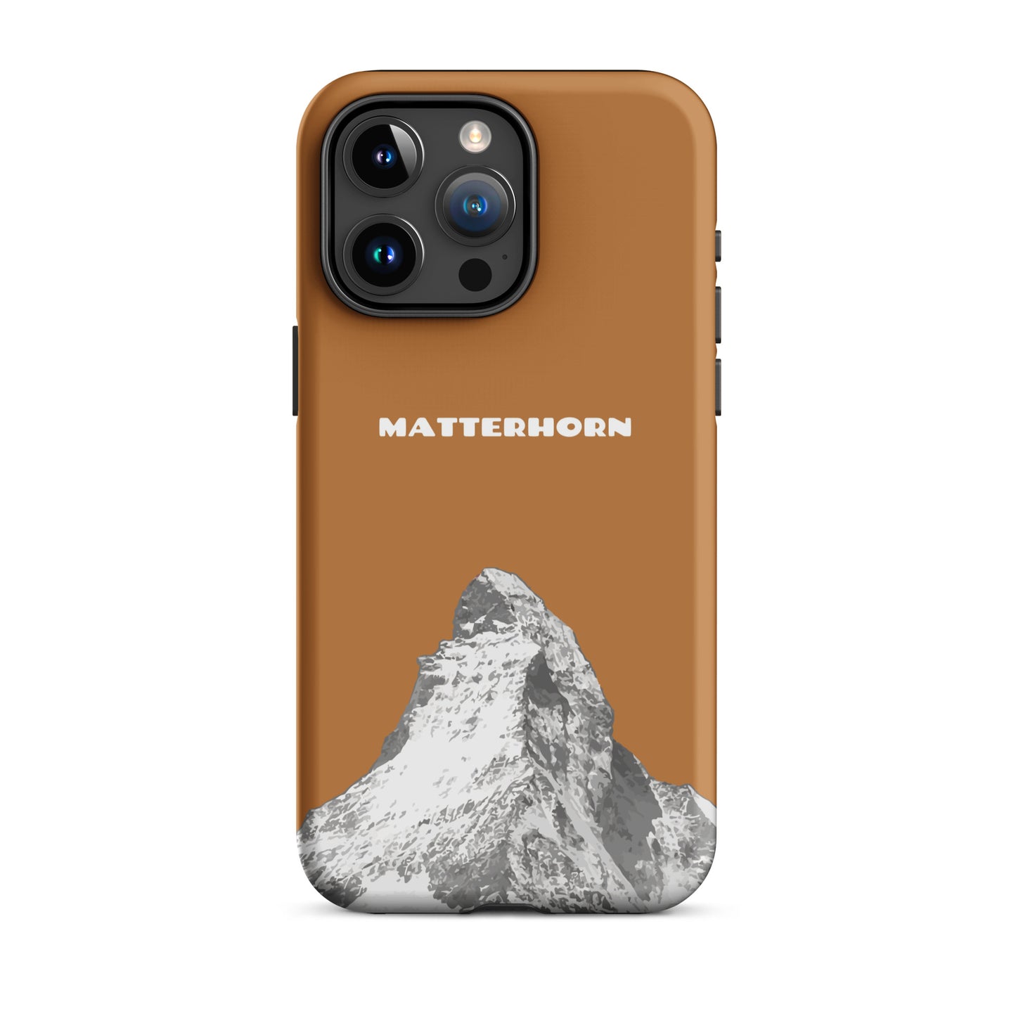 Kupferfarbenes iPhone Hard Case mit Matterhorn-Motiv, robustes Design für Apple iPhone.