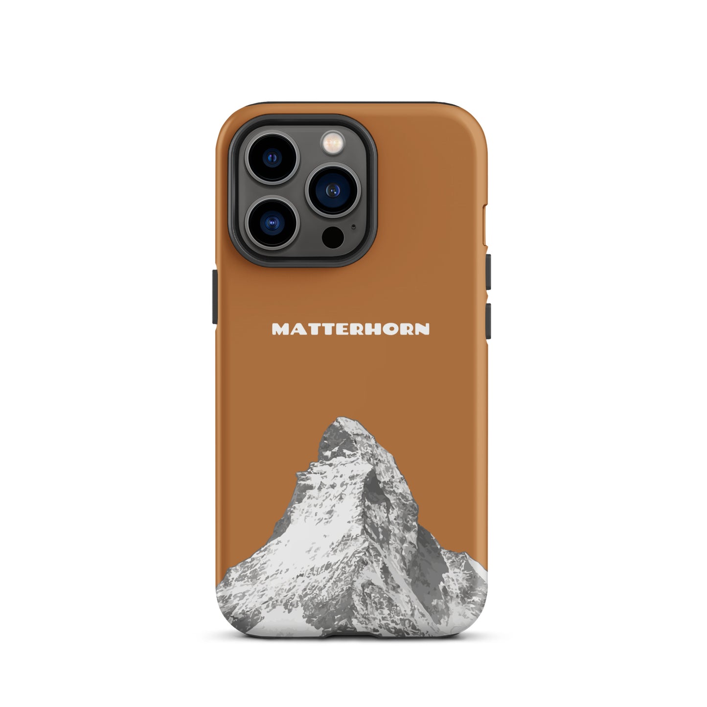 Kupferfarbenes iPhone Hard Case mit Matterhorn-Motiv, Zermatt, Schweiz, stossfest.