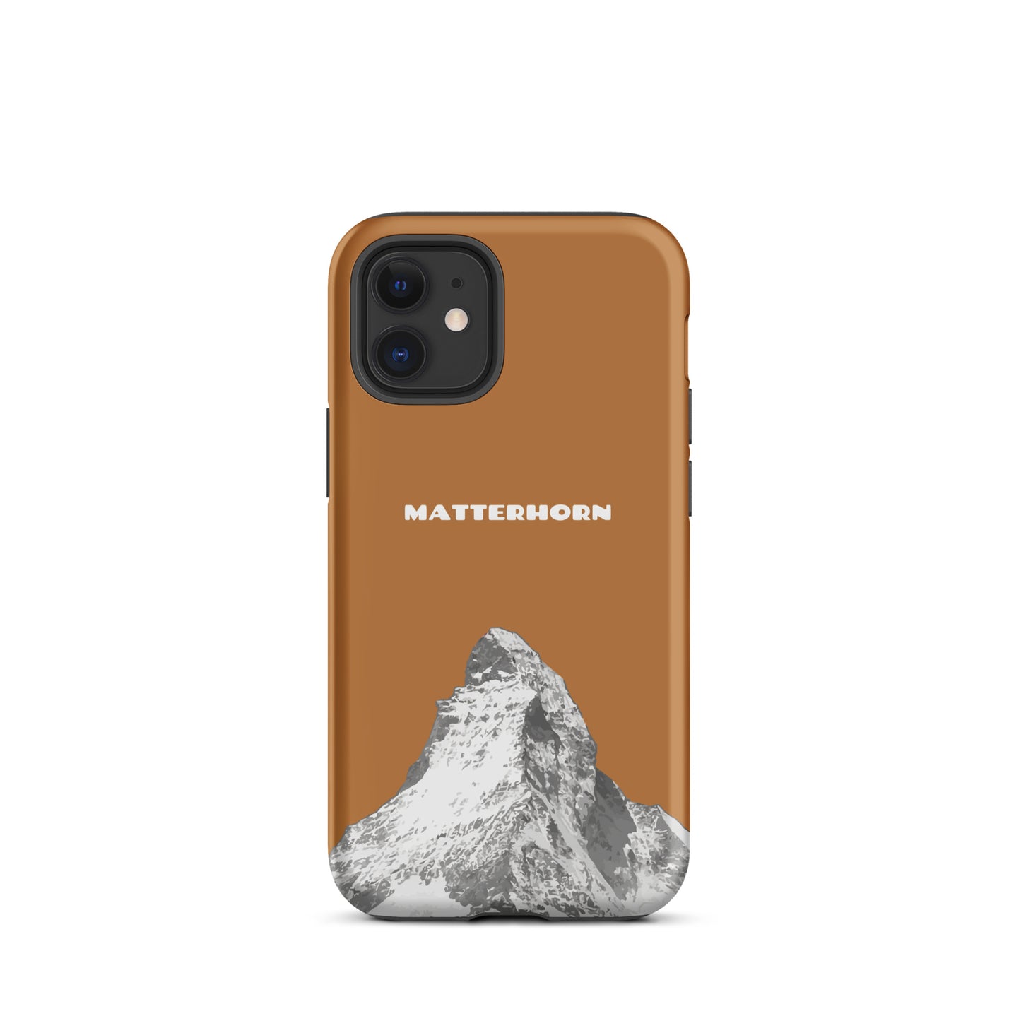 Kupferfarbenes iPhone Hard Case mit Matterhorn-Motiv aus Zermatt, robust und elegant.