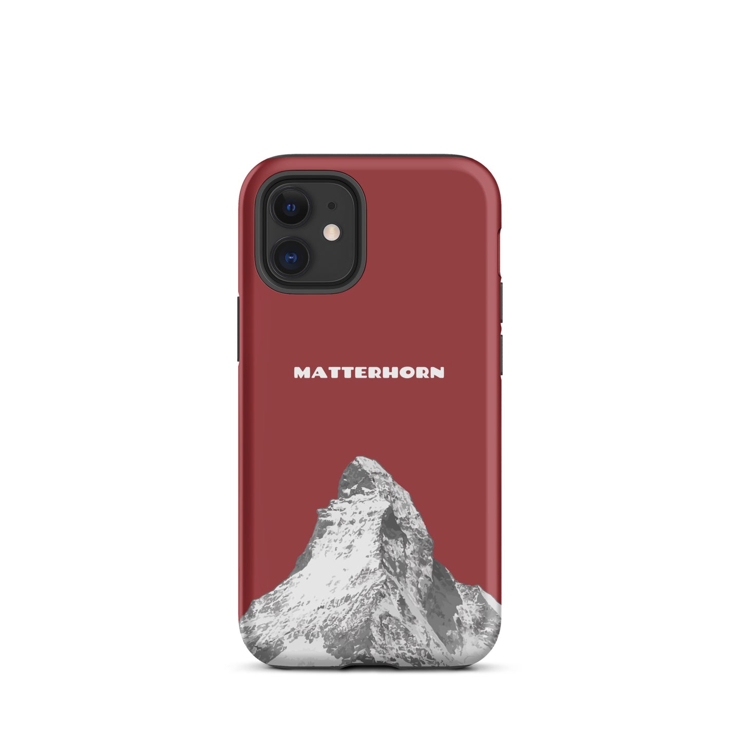 Rote iPhone-Hülle mit Matterhorn-Motiv, hartes Kunststoffgehäuse für Apple iPhone.