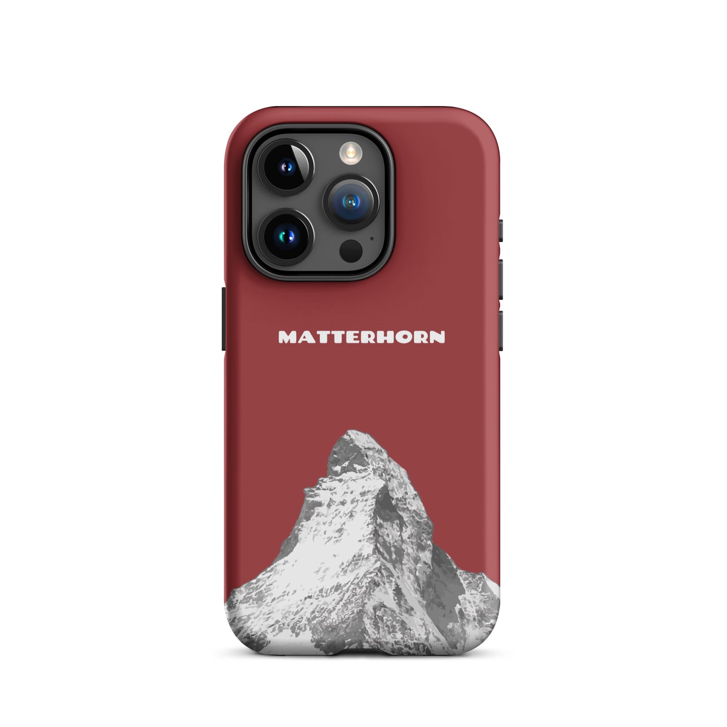 Rote iPhone-Hülle mit Matterhorn-Motiv, hartes Case für Apple iPhone, Schutzhülle mit Alpen-Design.