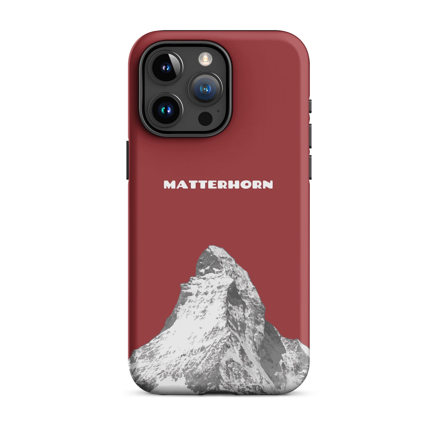 Rote iPhone Hard Case mit Matterhorn-Design aus hartem Material, glänzende Oberfläche, zentrales Zermatt-Motiv.