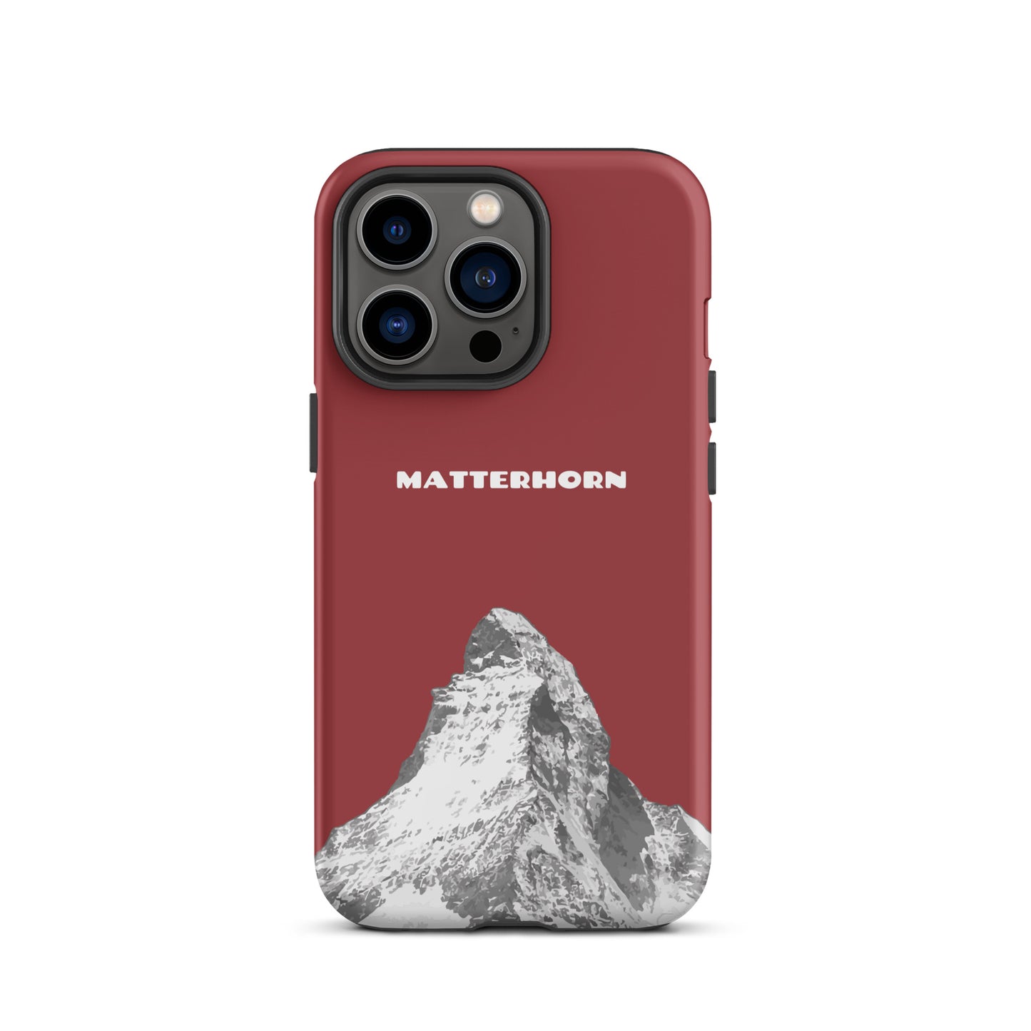 Rote iPhone-Hülle mit Matterhorn-Motiv aus hartem Kunststoff, Schutzhülle für Apple iPhone.