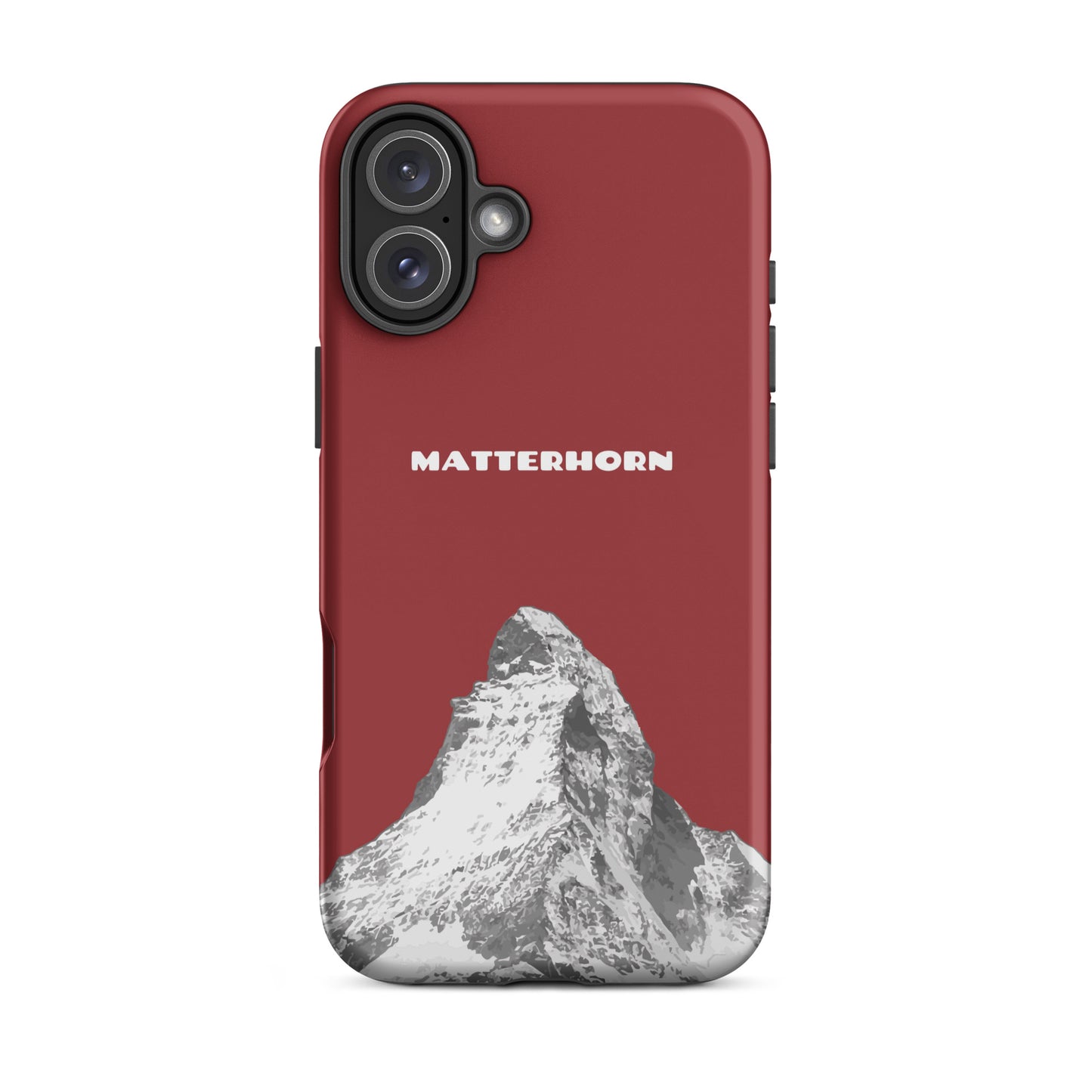 Rote iPhone-Hülle mit Matterhorn-Motiv, hartes Case für Apple iPhone, Schutzhülle mit Schweizer Alpen-Design.
