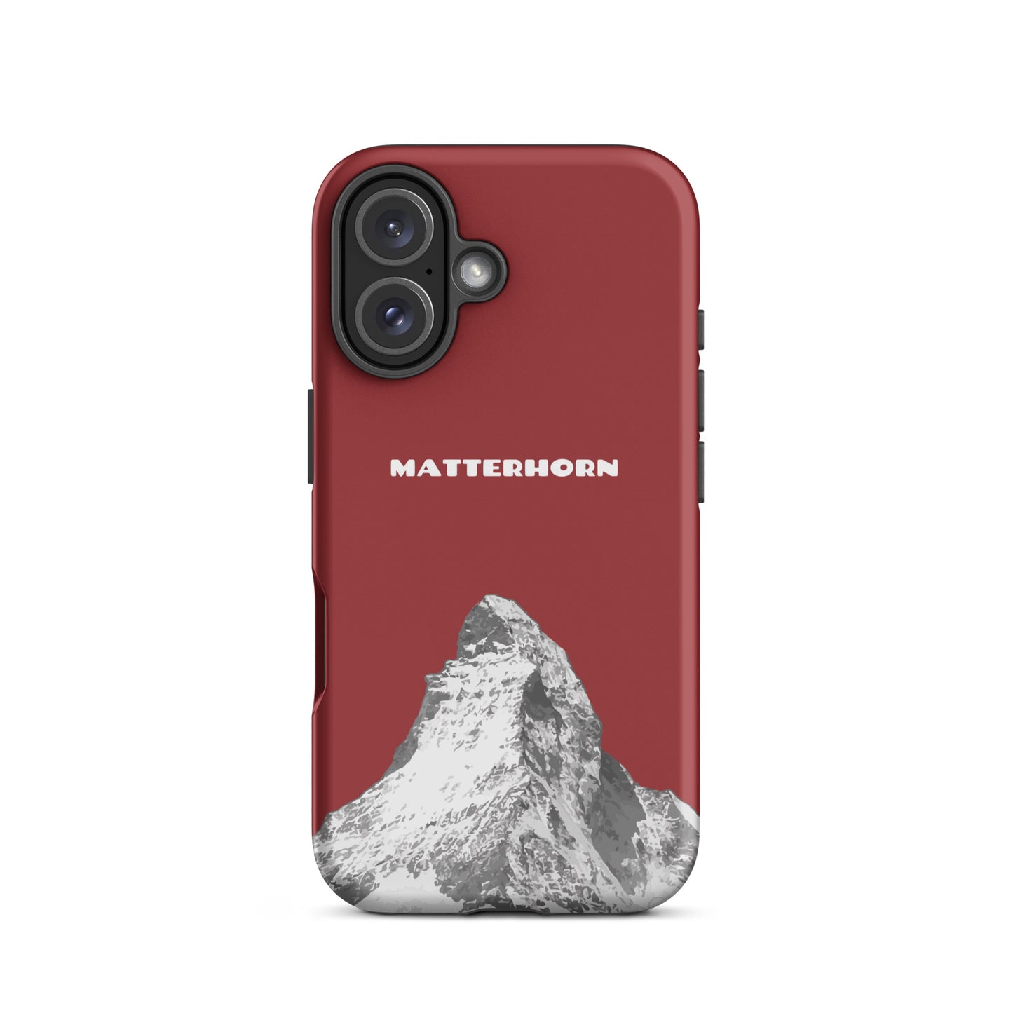 Rote iPhone-Hülle mit Matterhorn-Motiv, Hard Case für Apple iPhone, Schutzhülle mit Schweizer Alpen-Design.