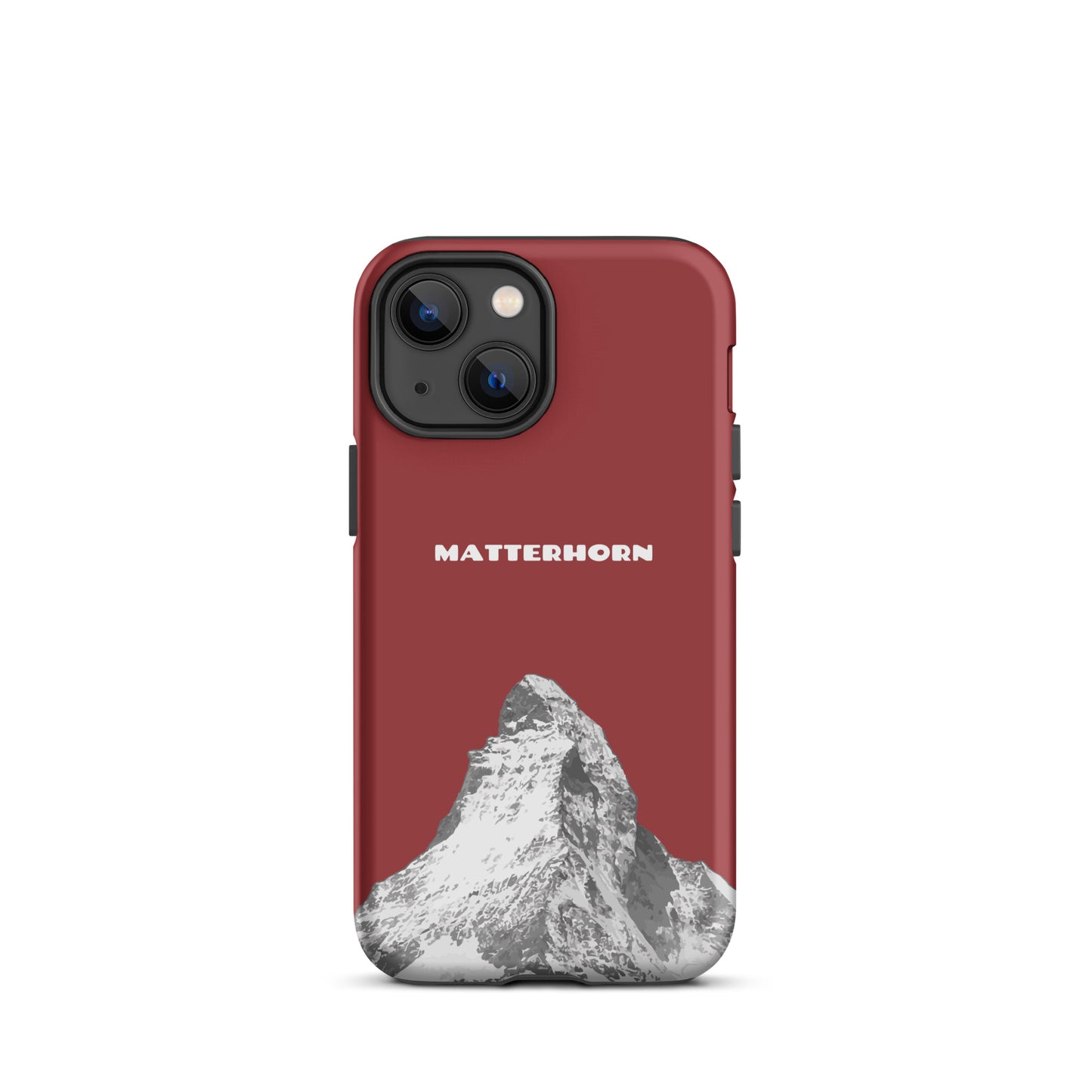 Rote iPhone-Hülle mit Matterhorn-Motiv, hartes Case für Apple iPhone, Zermatt-Bergdesign.