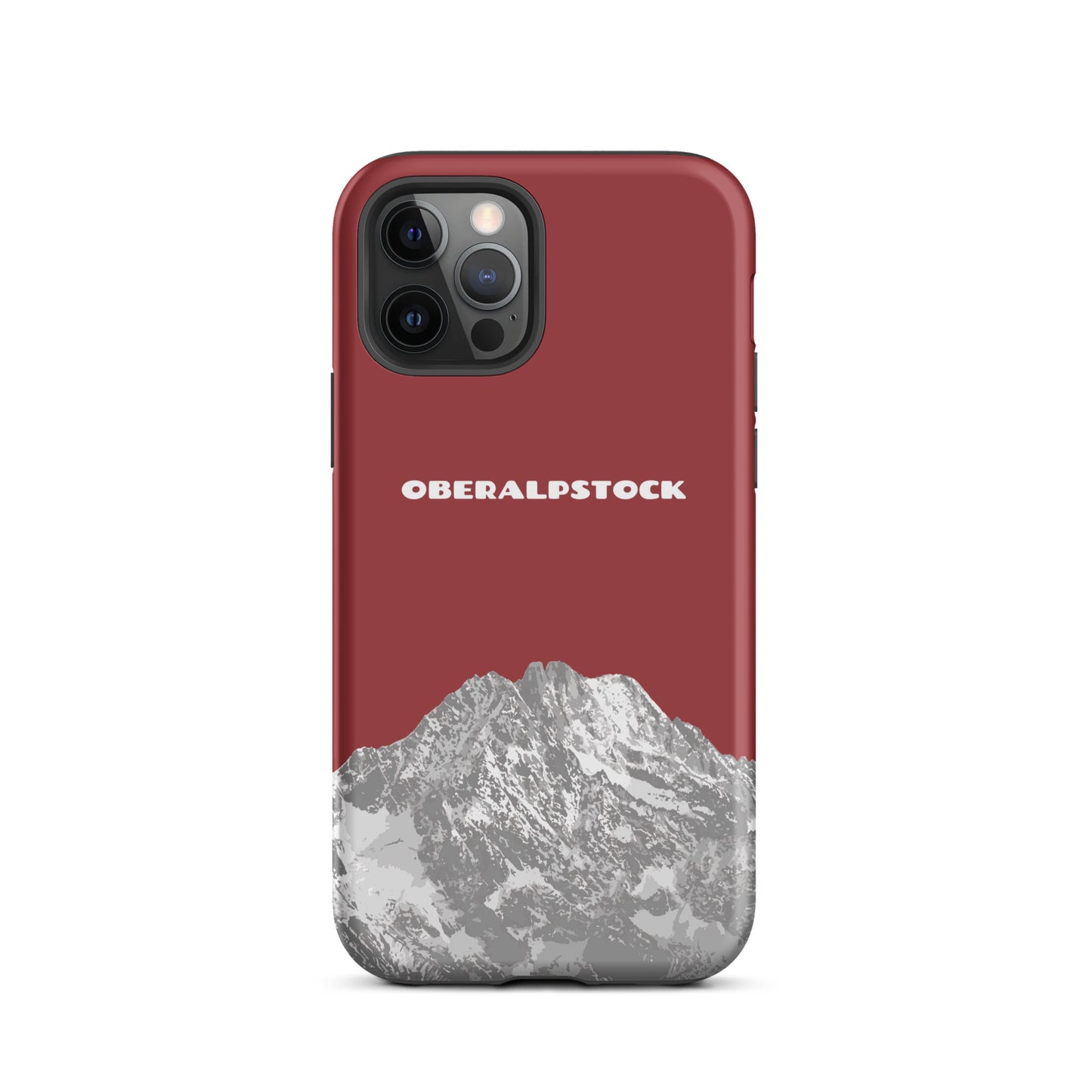 Hülle für das iPhone 12 Pro von Apple in der Farbe Rot, dass den Oberalpstock in Graubünden zeigt.