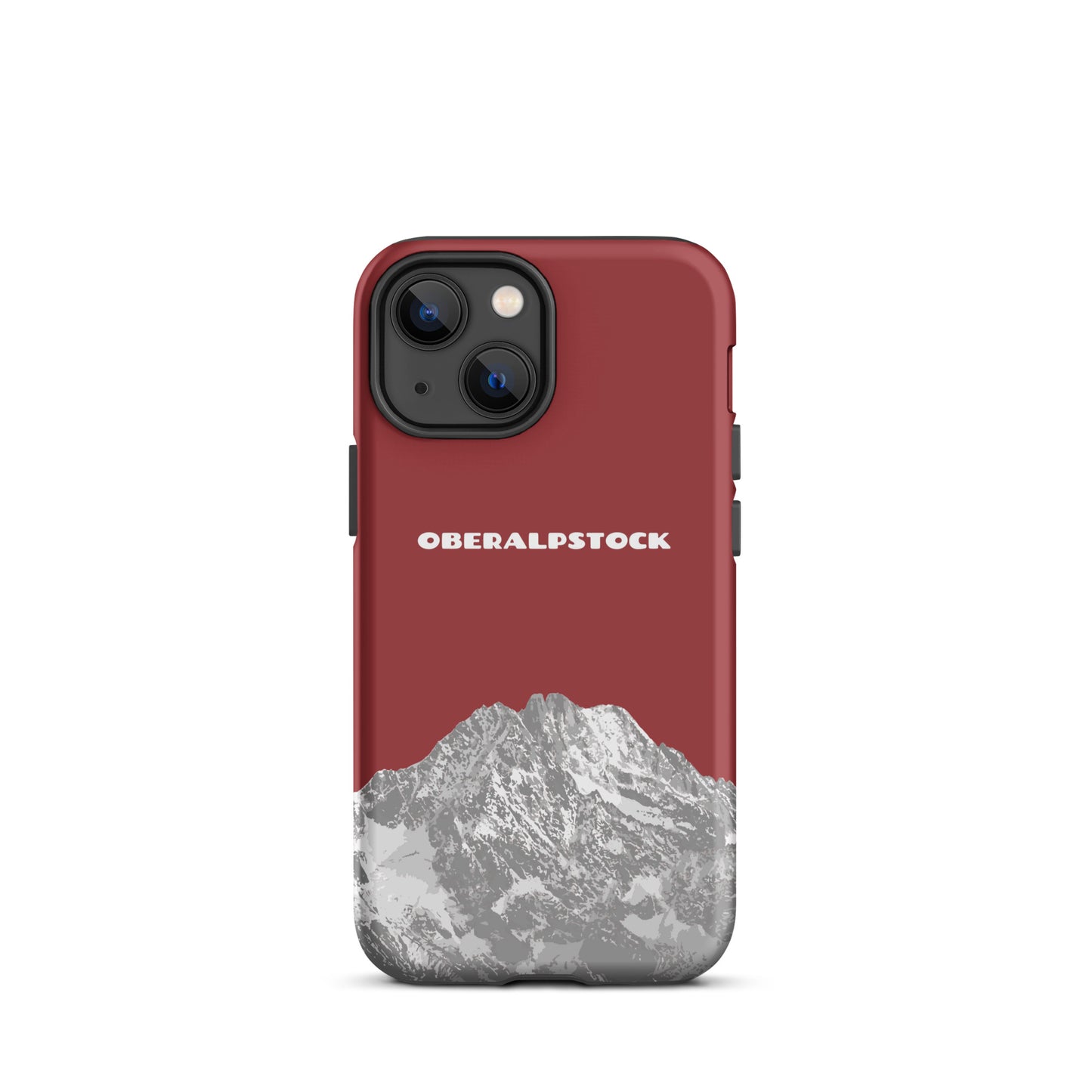Hülle für das iPhone 13 mini von Apple in der Farbe Rot, dass den Oberalpstock in Graubünden zeigt.