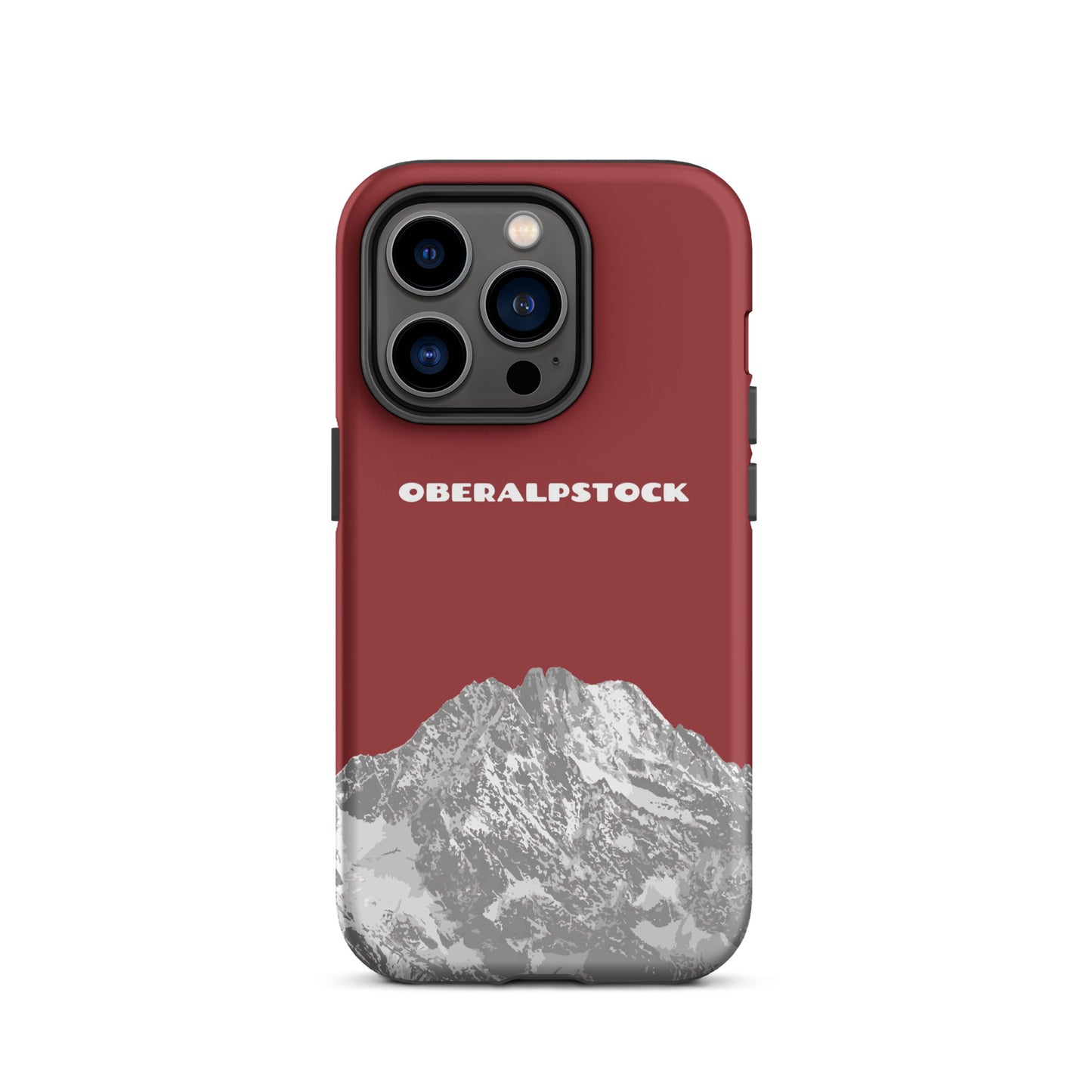 Hülle für das iPhone 14 Pro von Apple in der Farbe Rot, dass den Oberalpstock in Graubünden zeigt.