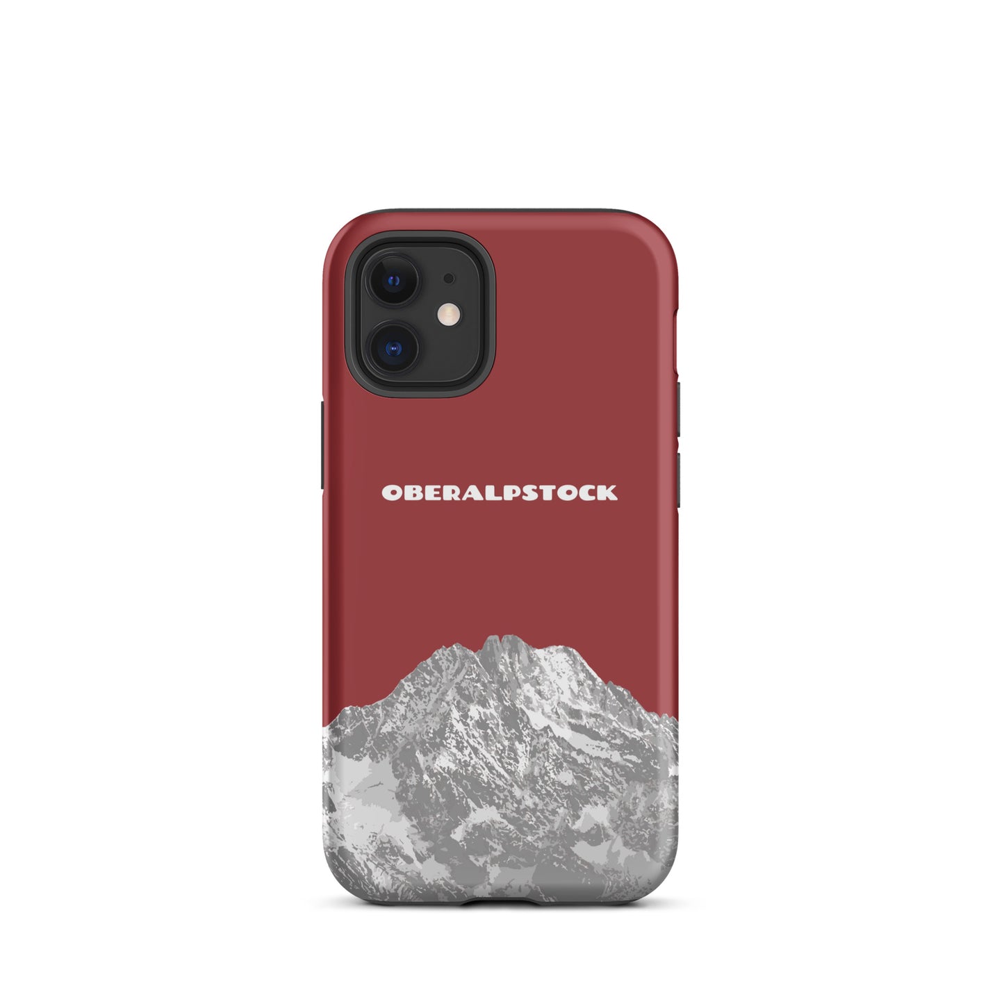 Hülle für das iPhone 12 mini von Apple in der Farbe Rot, dass den Oberalpstock in Graubünden zeigt.