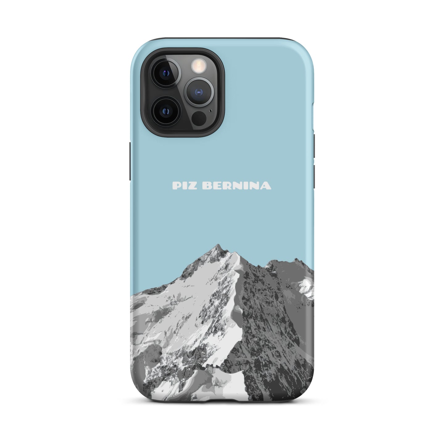 iPhone 12 Pro Max Hülle in Hellblau mit Piz Bernina Motiv aus Graubünden