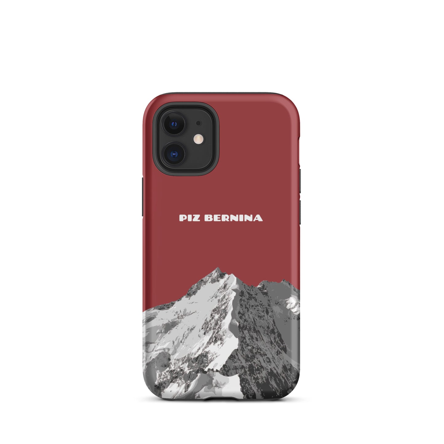 Rote iPhone 12 Mini Handyhülle mit Piz Bernina Motiv aus Graubünden.