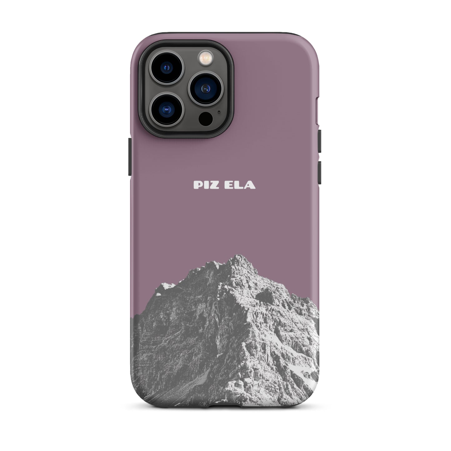 Hülle für das iPhone 13 Pro Max von Apple in der Farbe Pastellviolett, dass den Piz Ela in Graubünden zeigt.