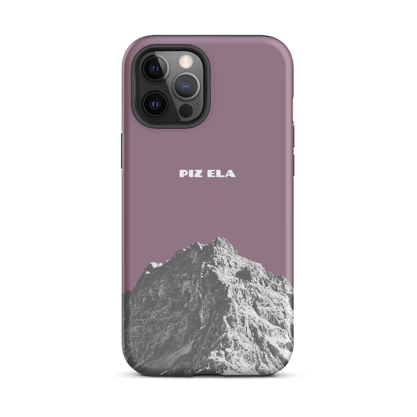 Hülle für das iPhone 12 Pro Max von Apple in der Farbe Pastellviolett, dass den Piz Ela in Graubünden zeigt.