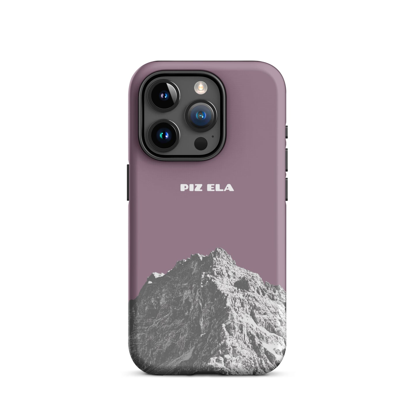 Hülle für das iPhone 15 Pro von Apple in der Farbe Pastellviolett, dass den Piz Ela in Graubünden zeigt.