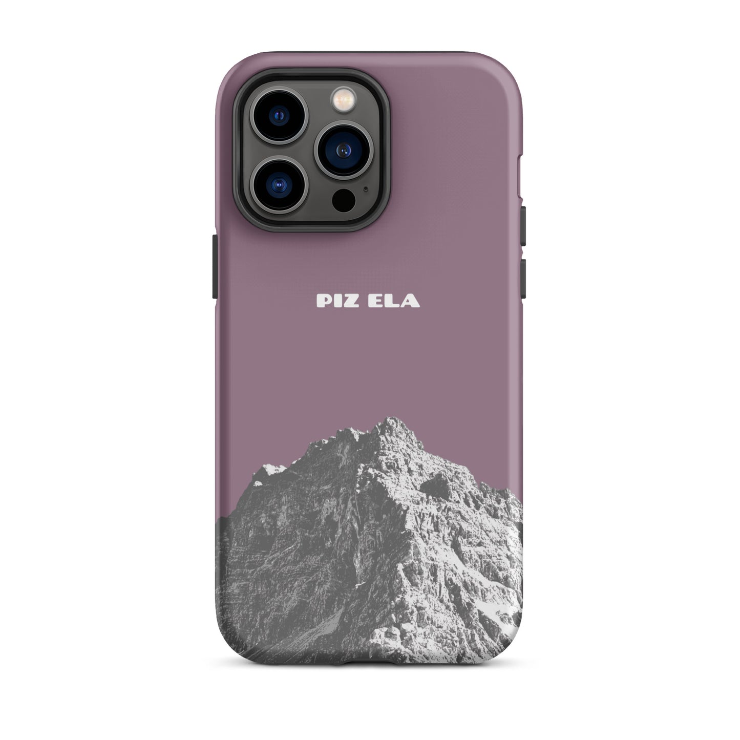 Hülle für das iPhone 14 Pro Max von Apple in der Farbe Pastellviolett, dass den Piz Ela in Graubünden zeigt.