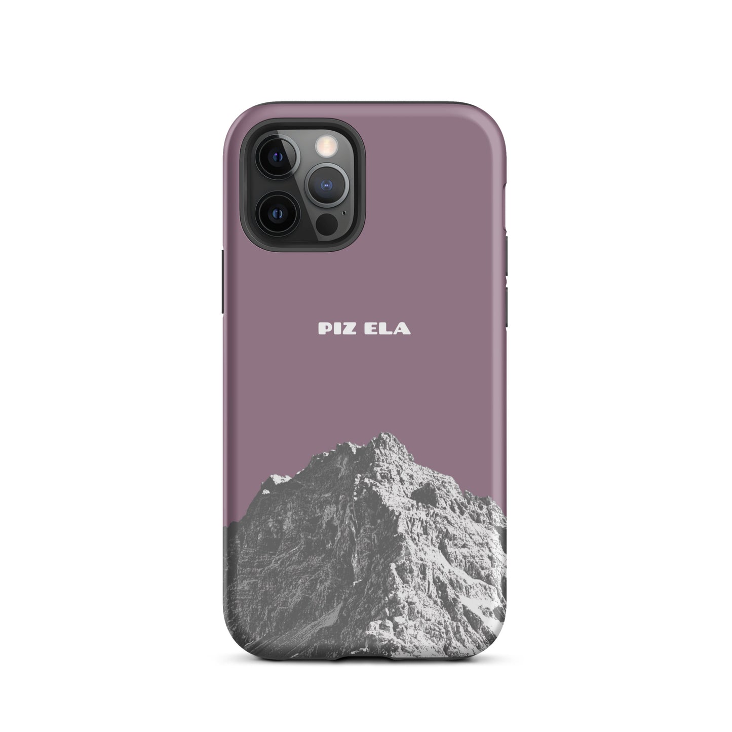 Hülle für das iPhone 12 Pro von Apple in der Farbe Pastellviolett, dass den Piz Ela in Graubünden zeigt.