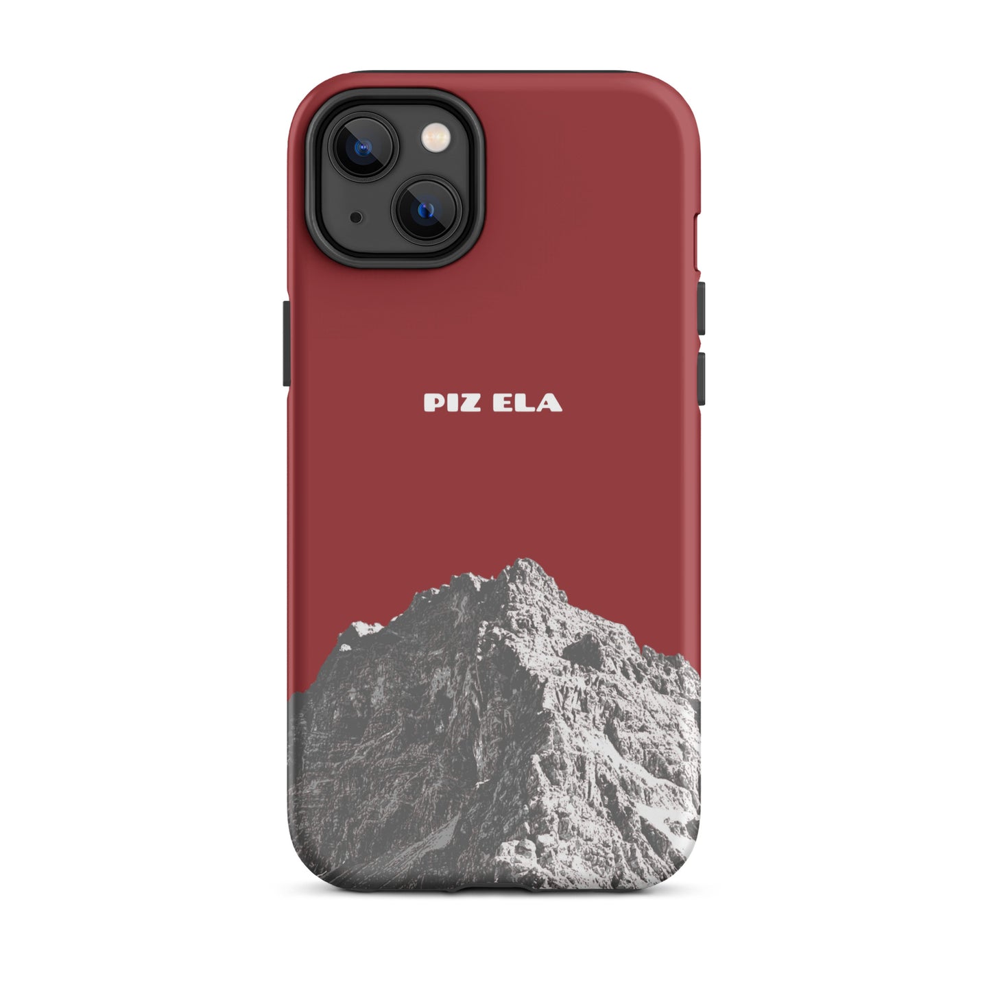 Hülle für das iPhone 14 Plus von Apple in der Farbe Rot, dass den Piz Ela in Graubünden zeigt.