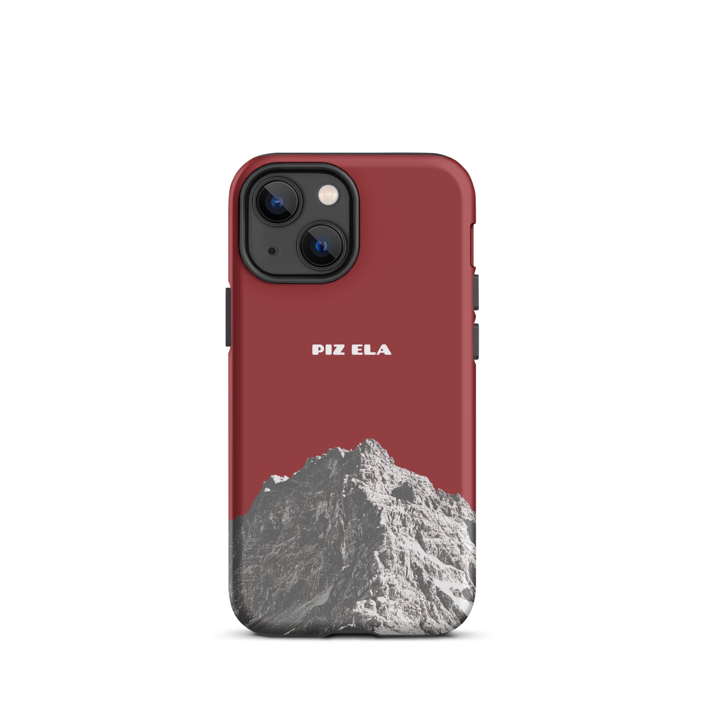 Hülle für das iPhone 13 mini von Apple in der Farbe Rot, dass den Piz Ela in Graubünden zeigt.