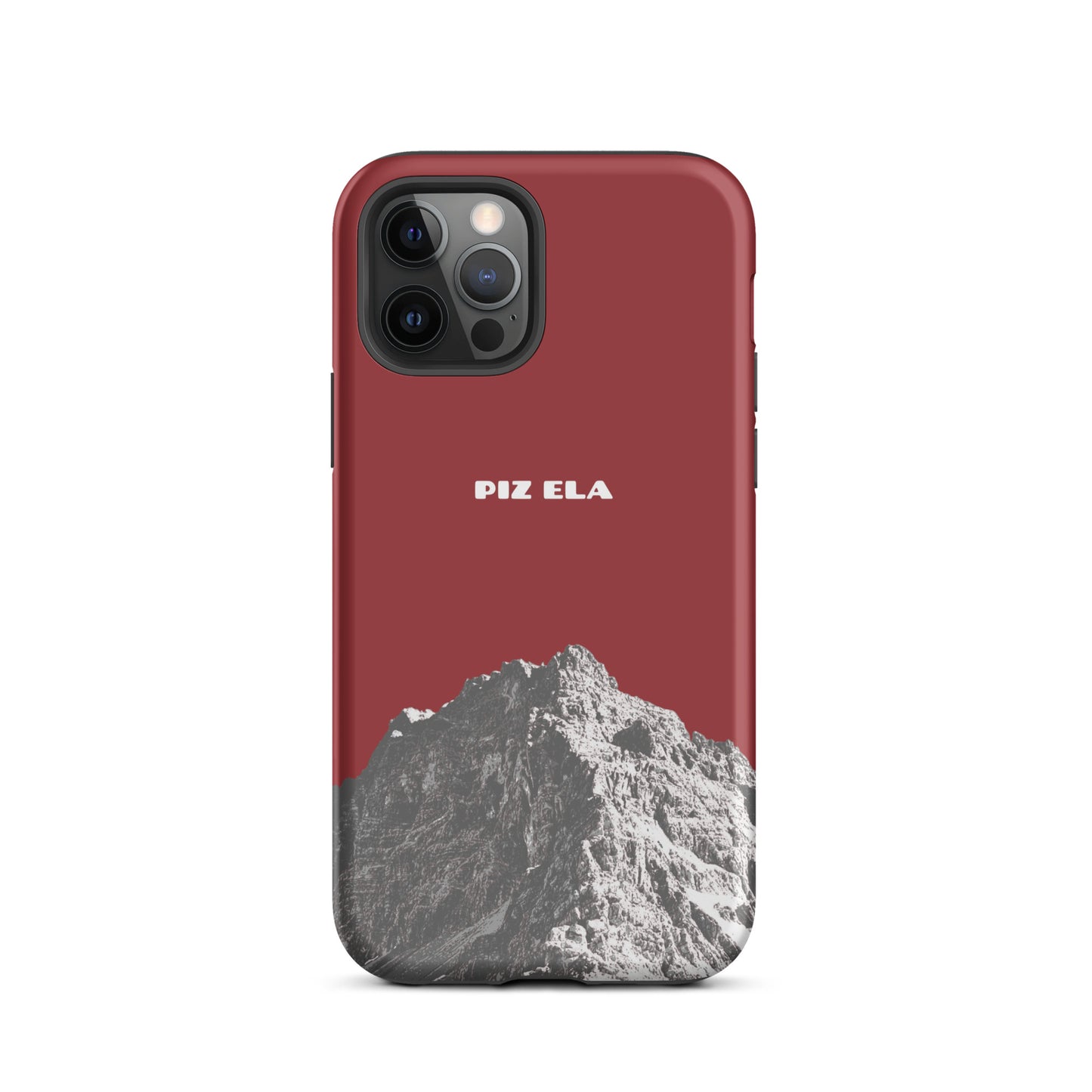 Hülle für das iPhone 12 Pro von Apple in der Farbe Rot, dass den Piz Ela in Graubünden zeigt.