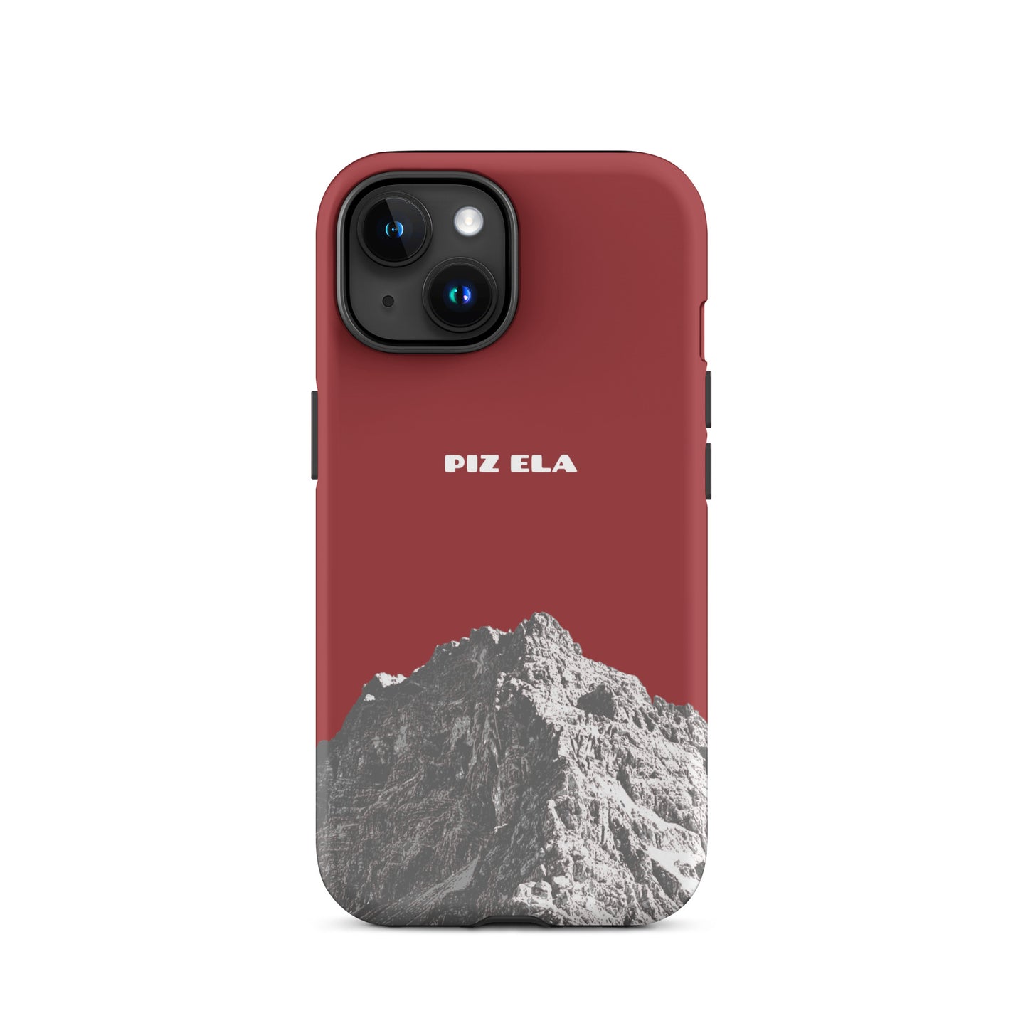 Hülle für das iPhone 15 von Apple in der Farbe Rot, dass den Piz Ela in Graubünden zeigt.