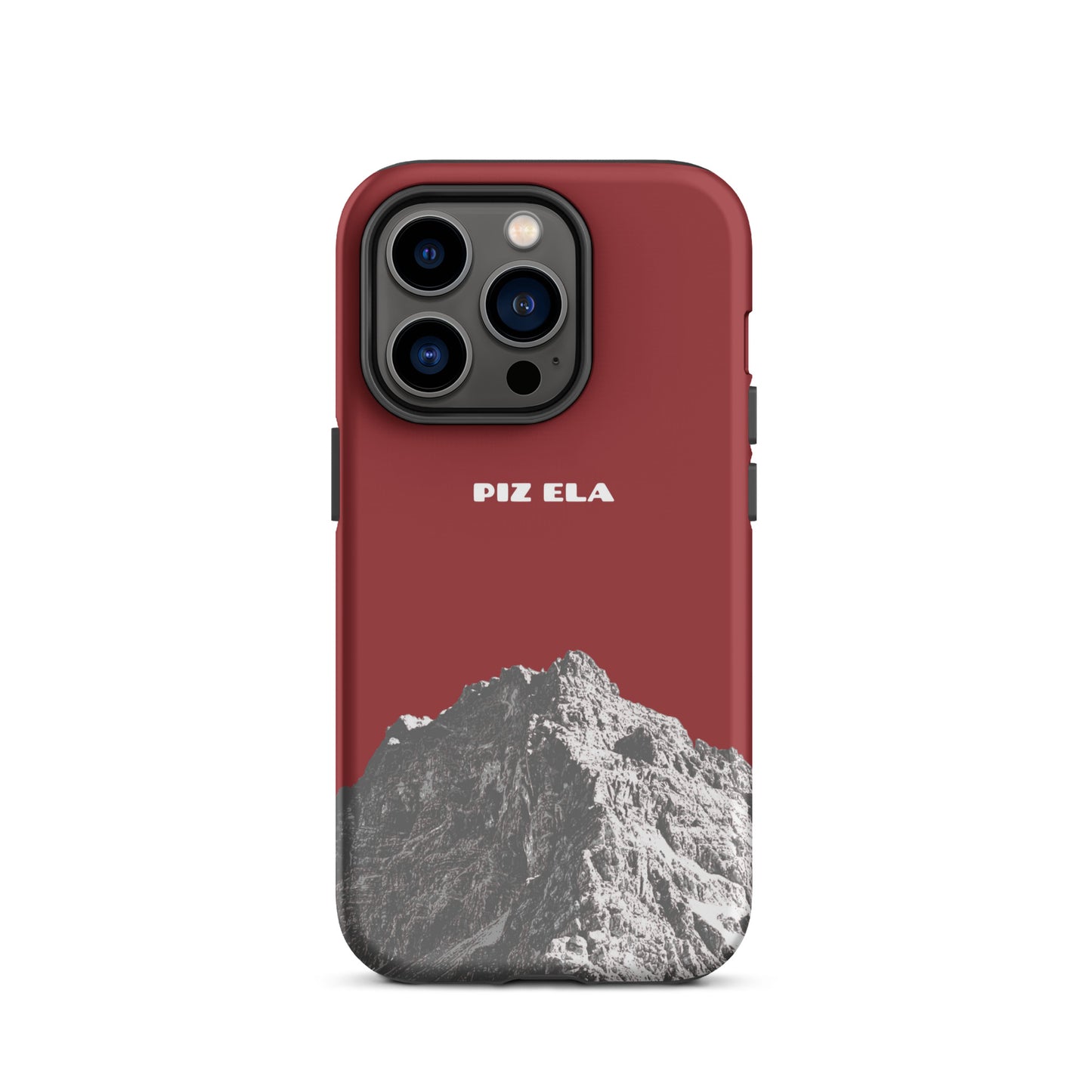 Hülle für das iPhone 14 Pro von Apple in der Farbe Rot, dass den Piz Ela in Graubünden zeigt.