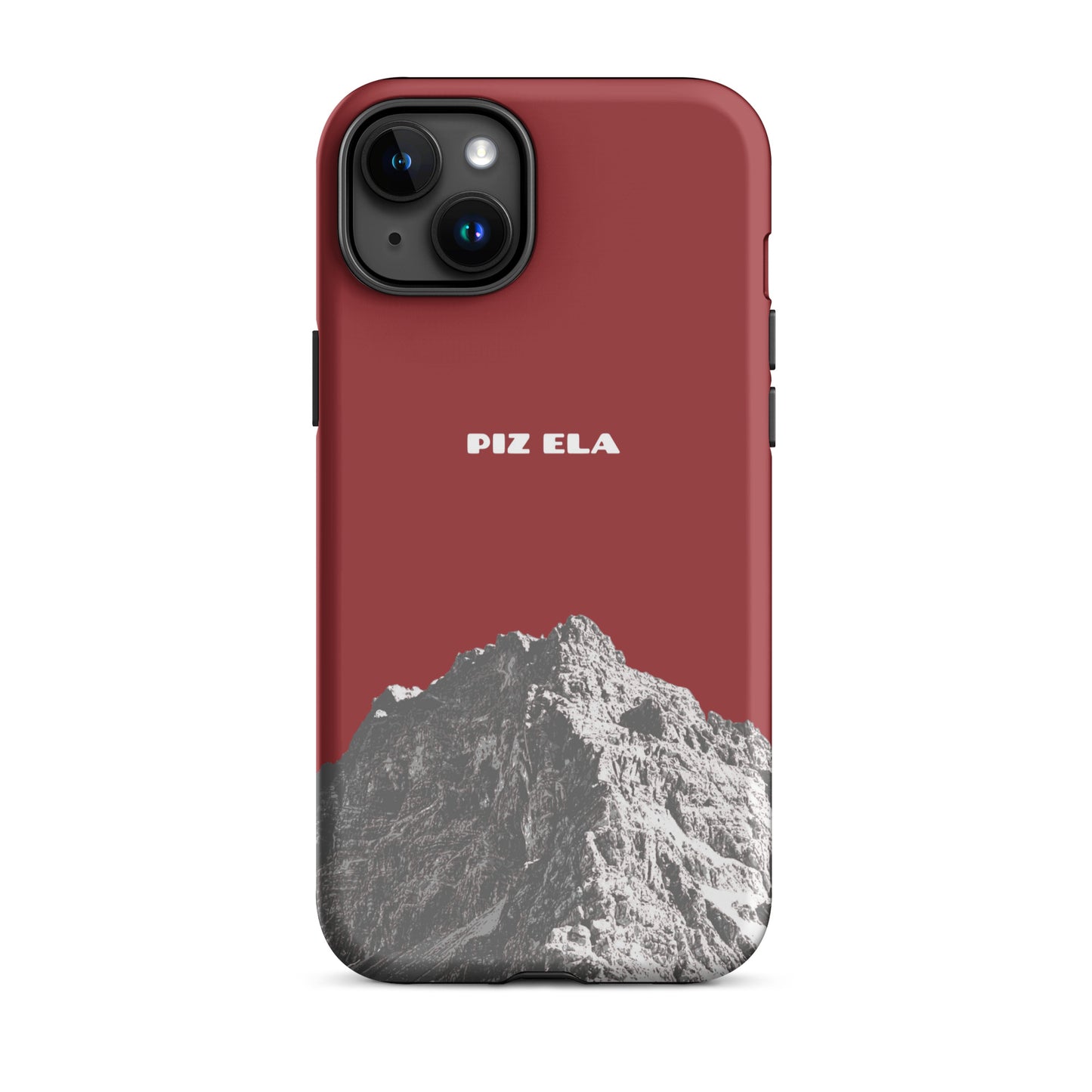 Hülle für das iPhone 15 Plus von Apple in der Farbe Rot, dass den Piz Ela in Graubünden zeigt.