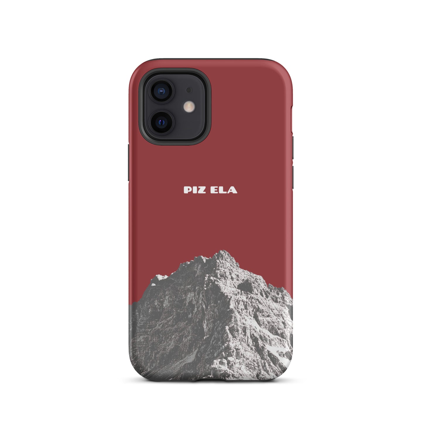 Hülle für das iPhone 12 von Apple in der Farbe Rot, dass den Piz Ela in Graubünden zeigt.