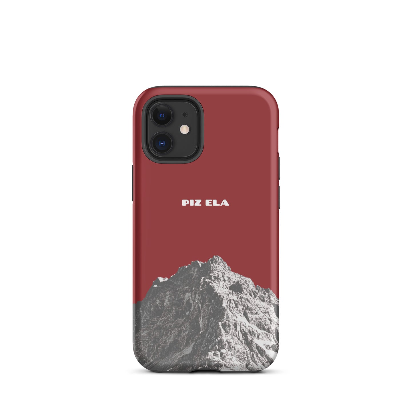 Hülle für das iPhone 12 mini von Apple in der Farbe Rot, dass den Piz Ela in Graubünden zeigt.