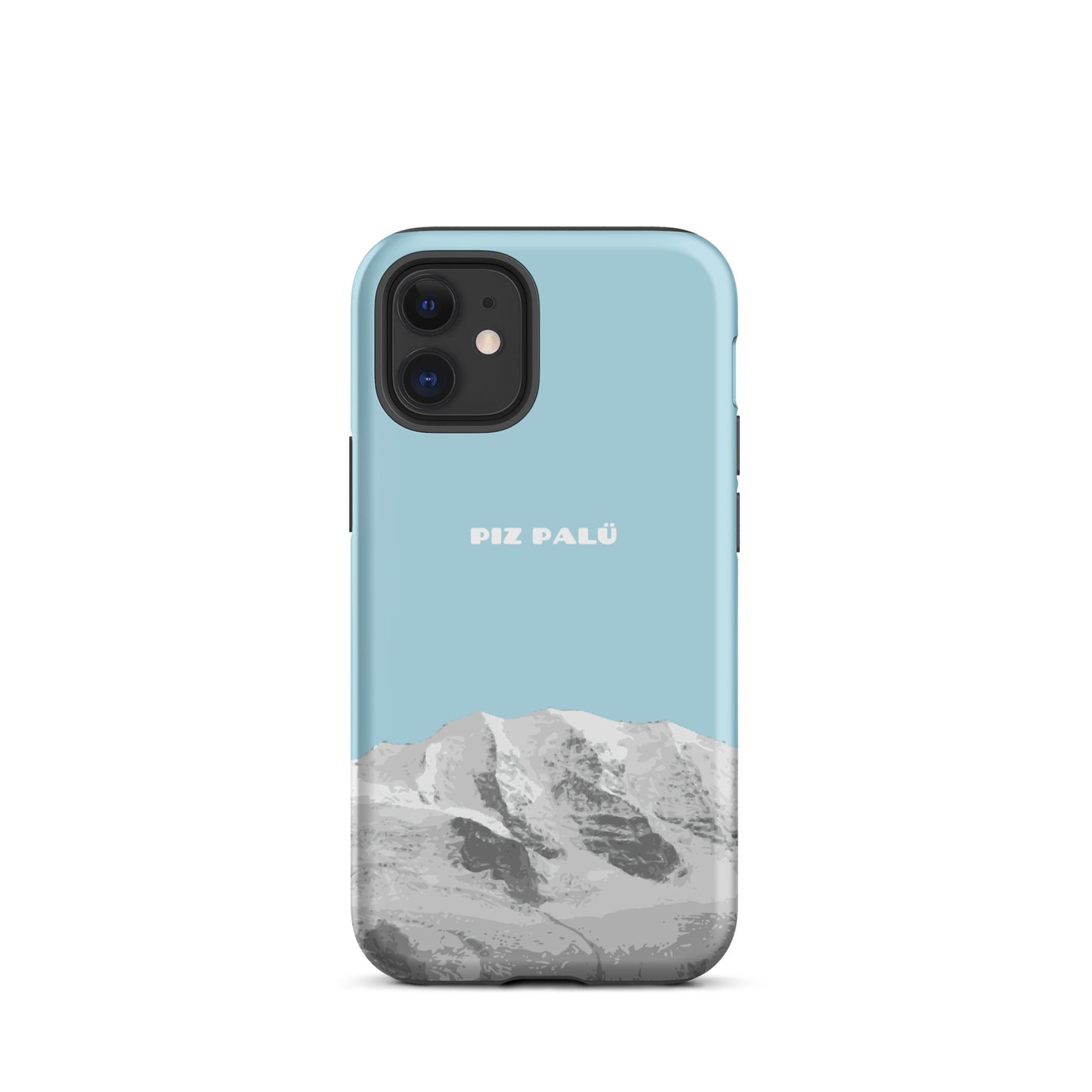 iPhone 12 Mini Handyhülle in Hellblau mit Piz Palü Motiv aus Graubünden.