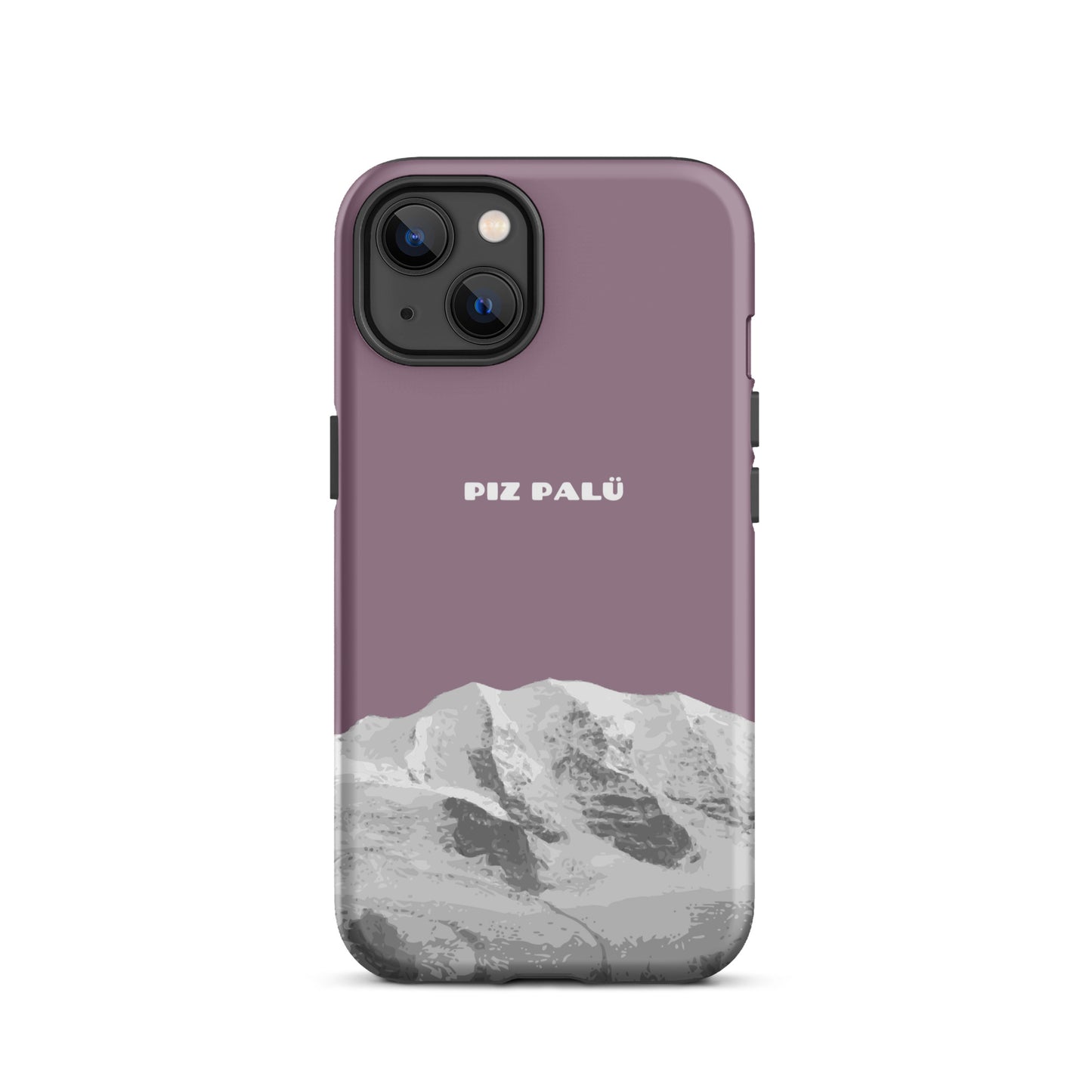 iPhone 13 Hülle in Pastellviolett mit Piz Palü Motiv aus Graubünden.