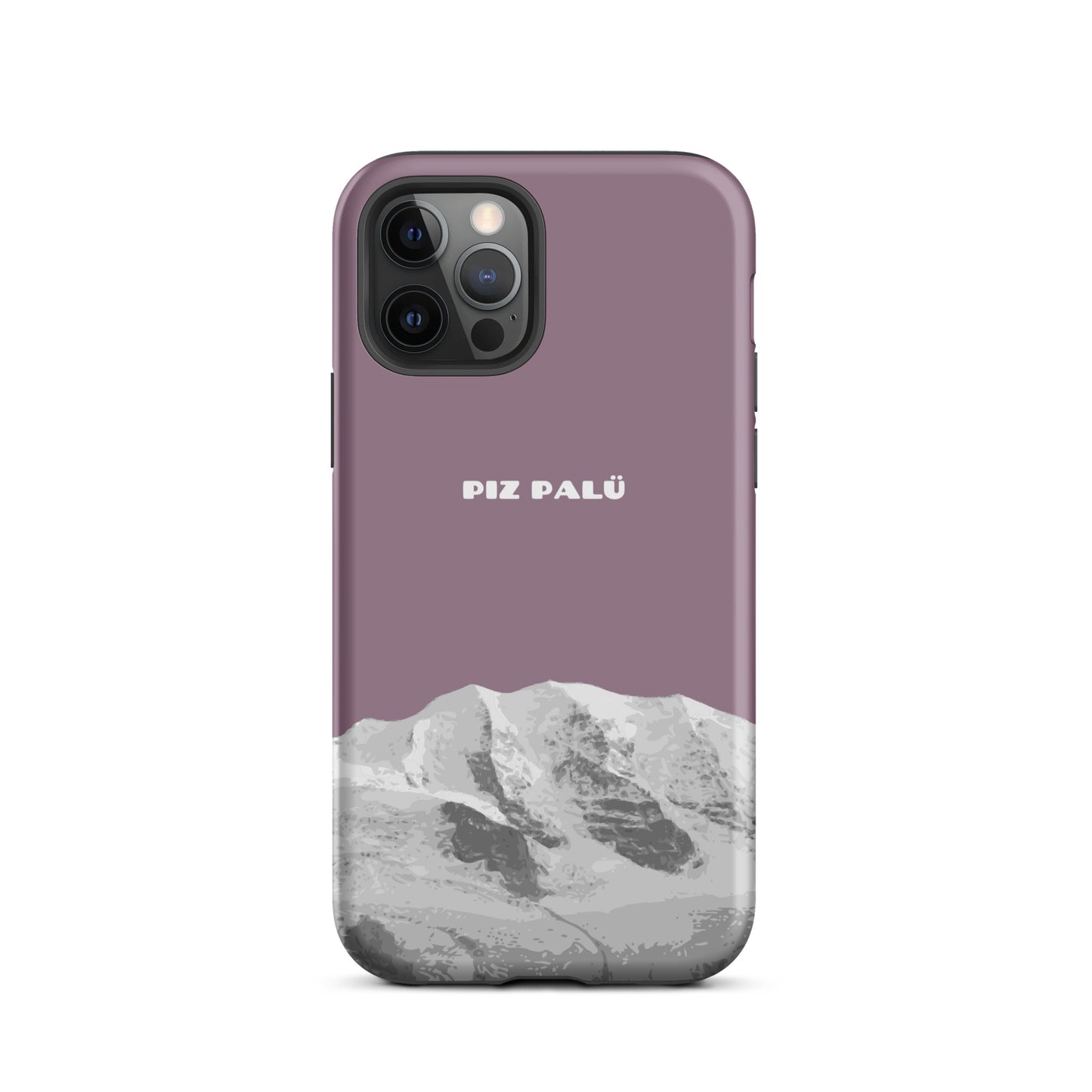 Handyhülle für iPhone 12 Pro in Pastellviolett mit Piz Palü Motiv aus Graubünden.