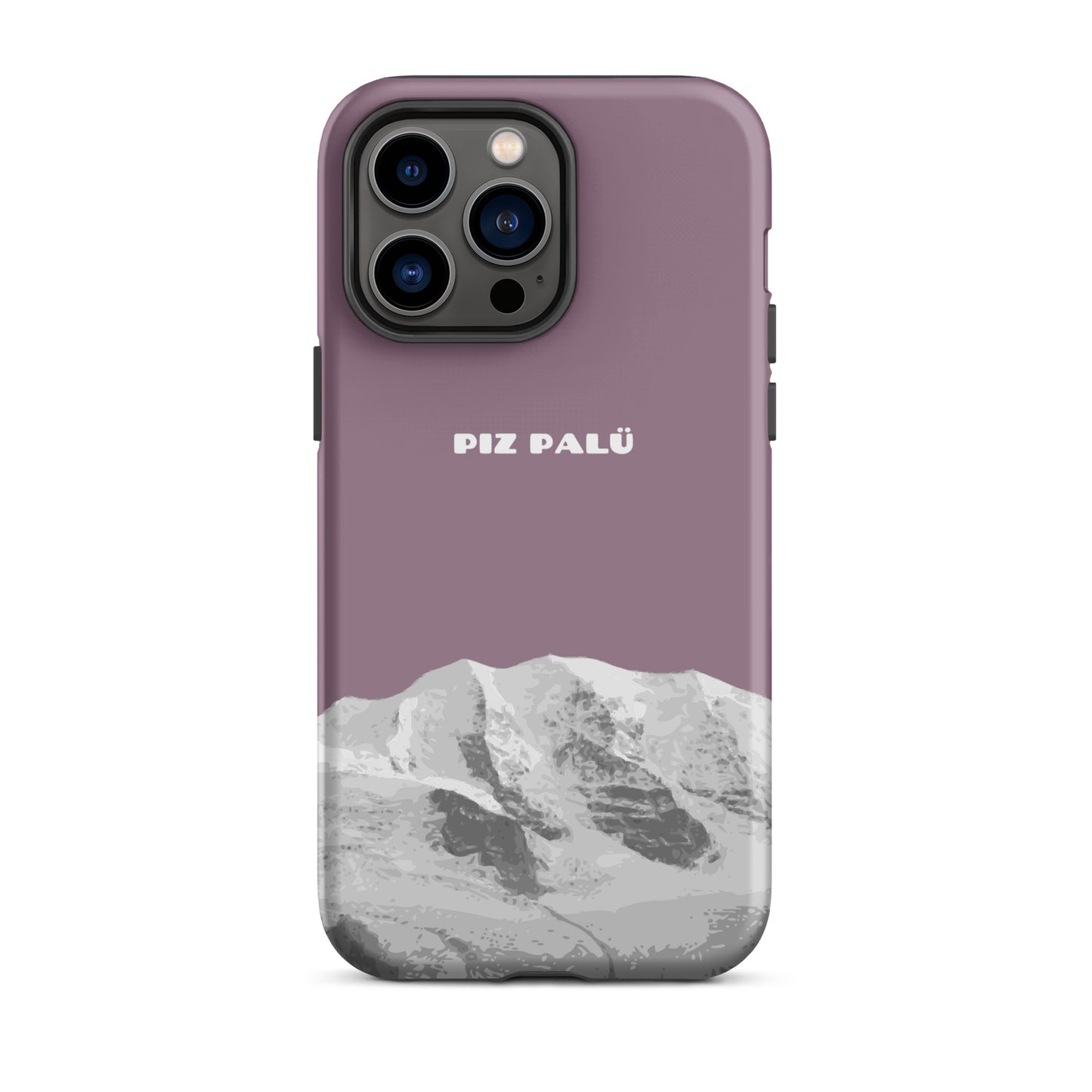 iPhone 14 Pro Max Hülle in Pastellviolett mit Piz Palü Motiv aus Graubünden.