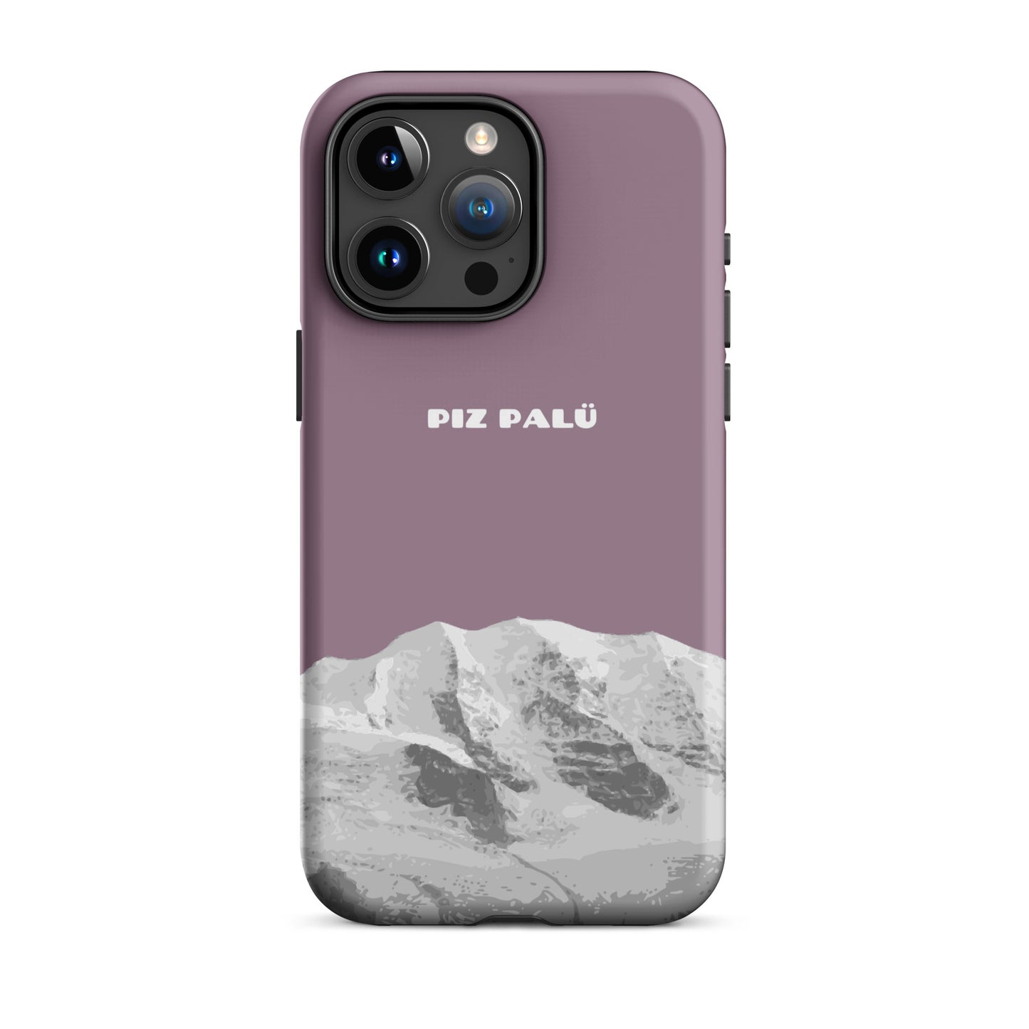 iPhone 15 Pro Max Hülle in Pastellviolett mit Piz Palü Motiv aus Graubünden