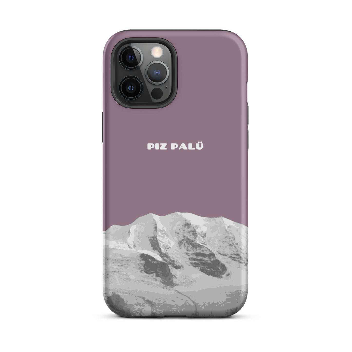 Pastellviolette iPhone-Hülle mit Piz Palü Design aus Graubünden, Schutzhülle für iPhone 12 Pro Max.