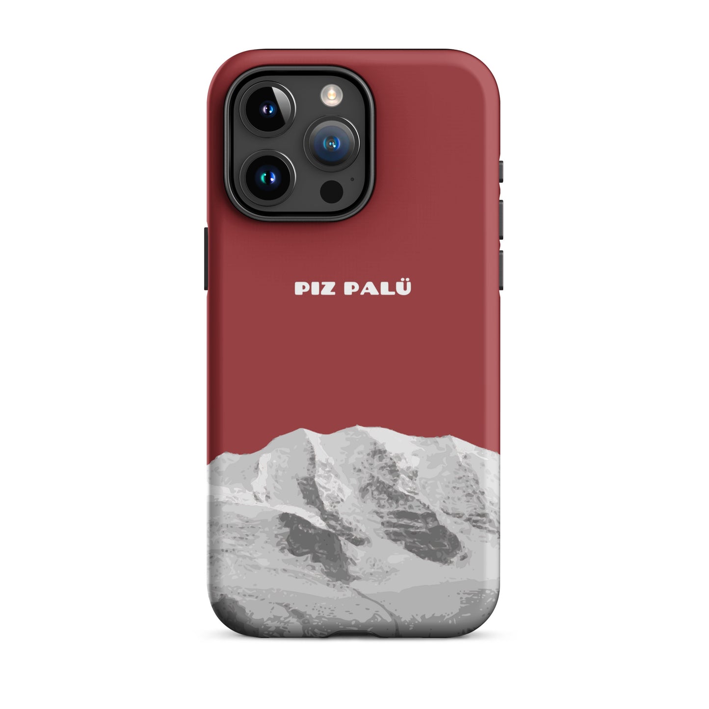 iPhone 15 Pro Max Hülle mit Piz Palü Motiv in Rot, robustes Design, präzise Aussparungen