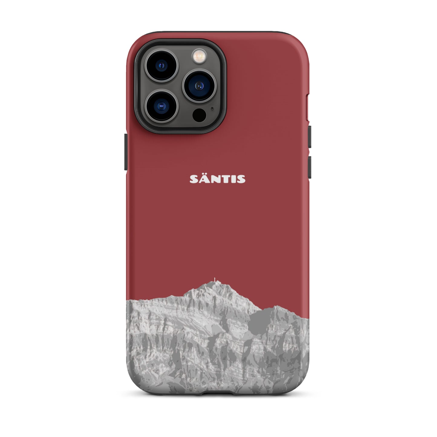 Rote iPhone 13 Pro Max Hülle mit Säntis-Motiv aus dem Alpstein, schützendes Design.