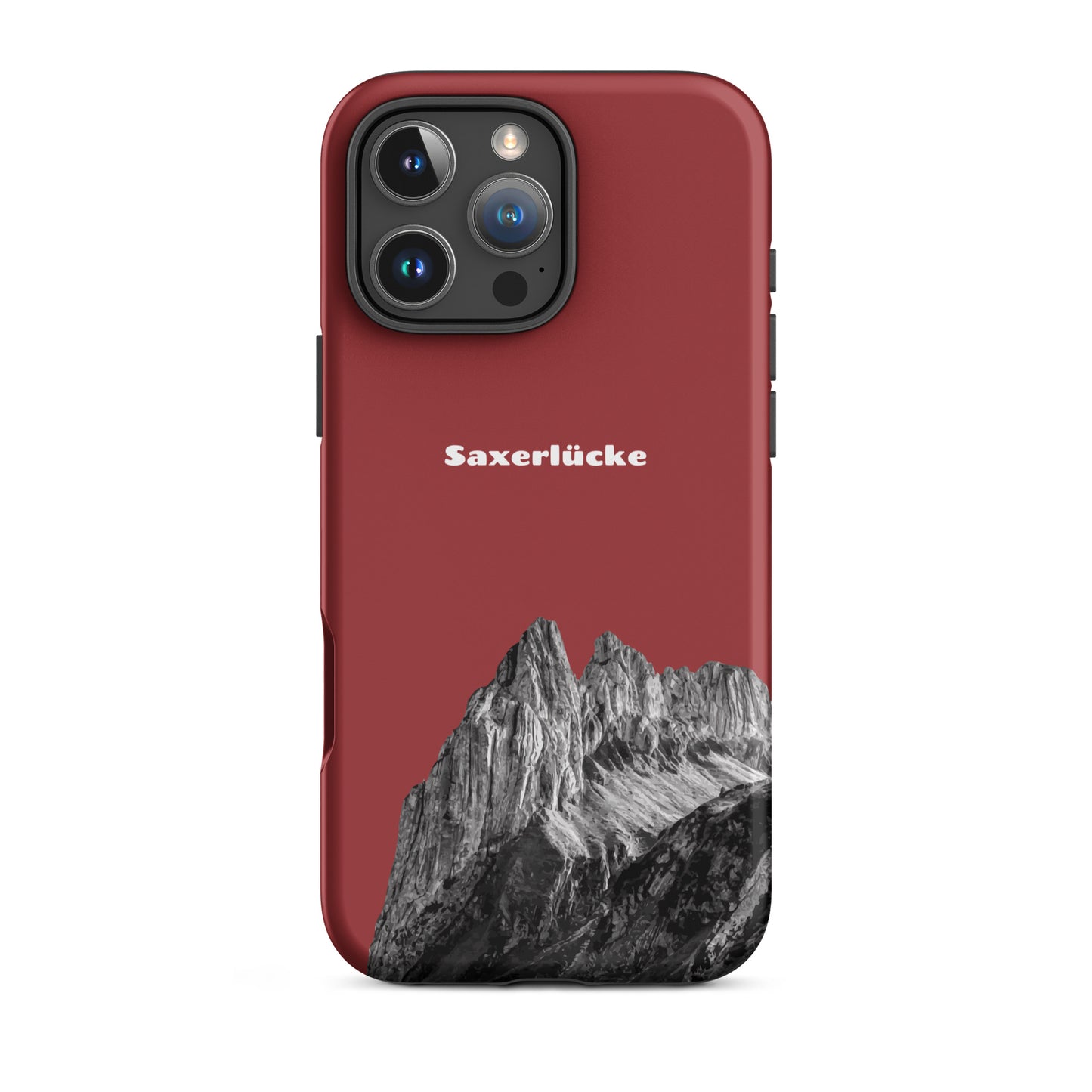 Rote iPhone-Hülle mit Saxerlücke-Motiv, robustes Design, Schutzhülle für iPhone