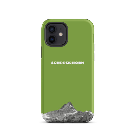 Gelbgrüne iPhone 16 Pro Max Hülle mit Schreckhorn-Motiv, stoßfest und schlank.