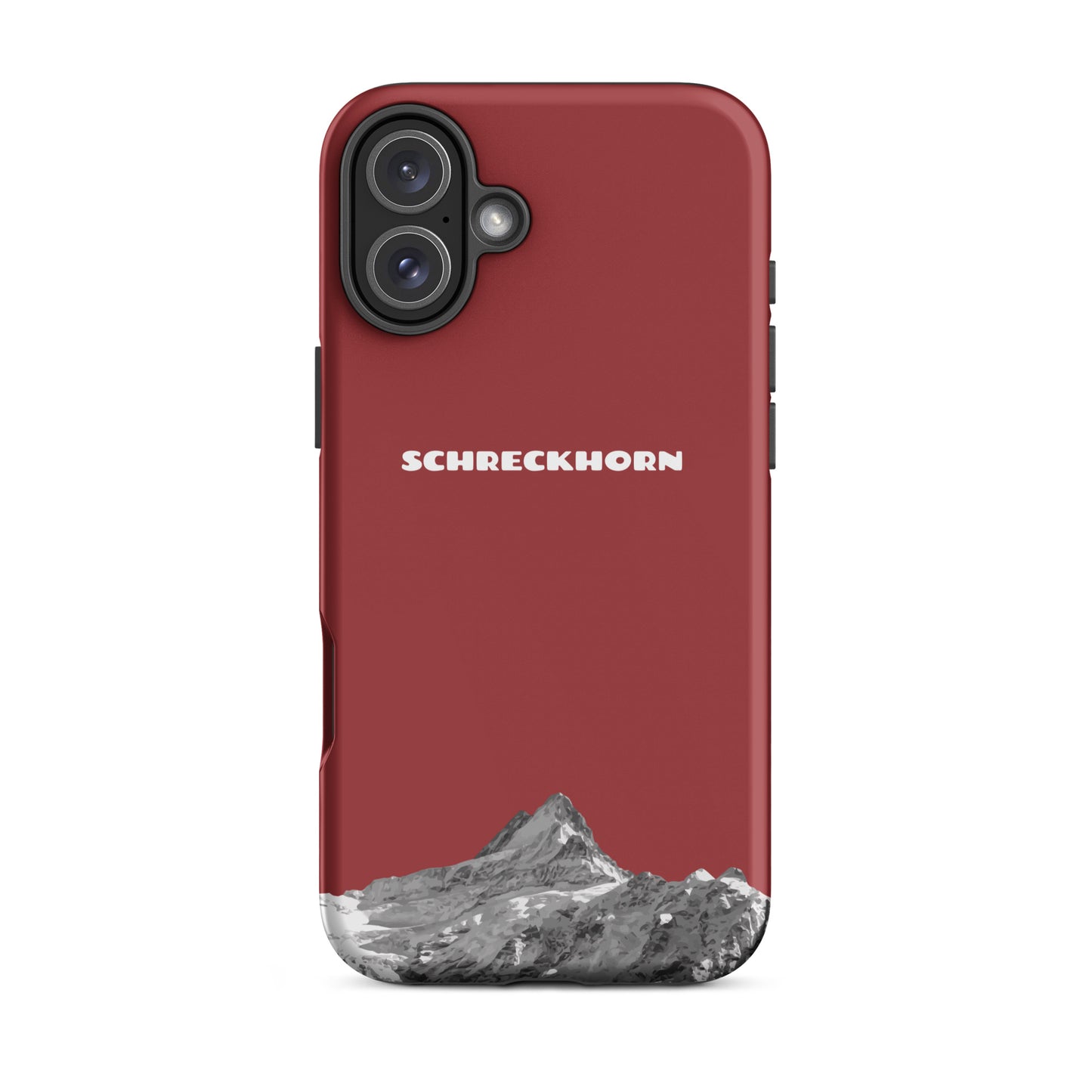 Rote iPhone Handyhülle mit Schreckhorn-Design aus robustem Kunststoff