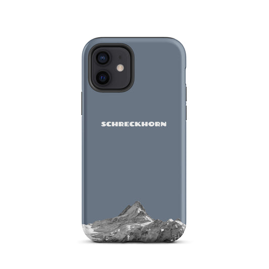 Schiefergraue iPhone 16 Pro Max Hülle mit Schreckhorn-Motiv, robustes Design, präzise Aussparungen