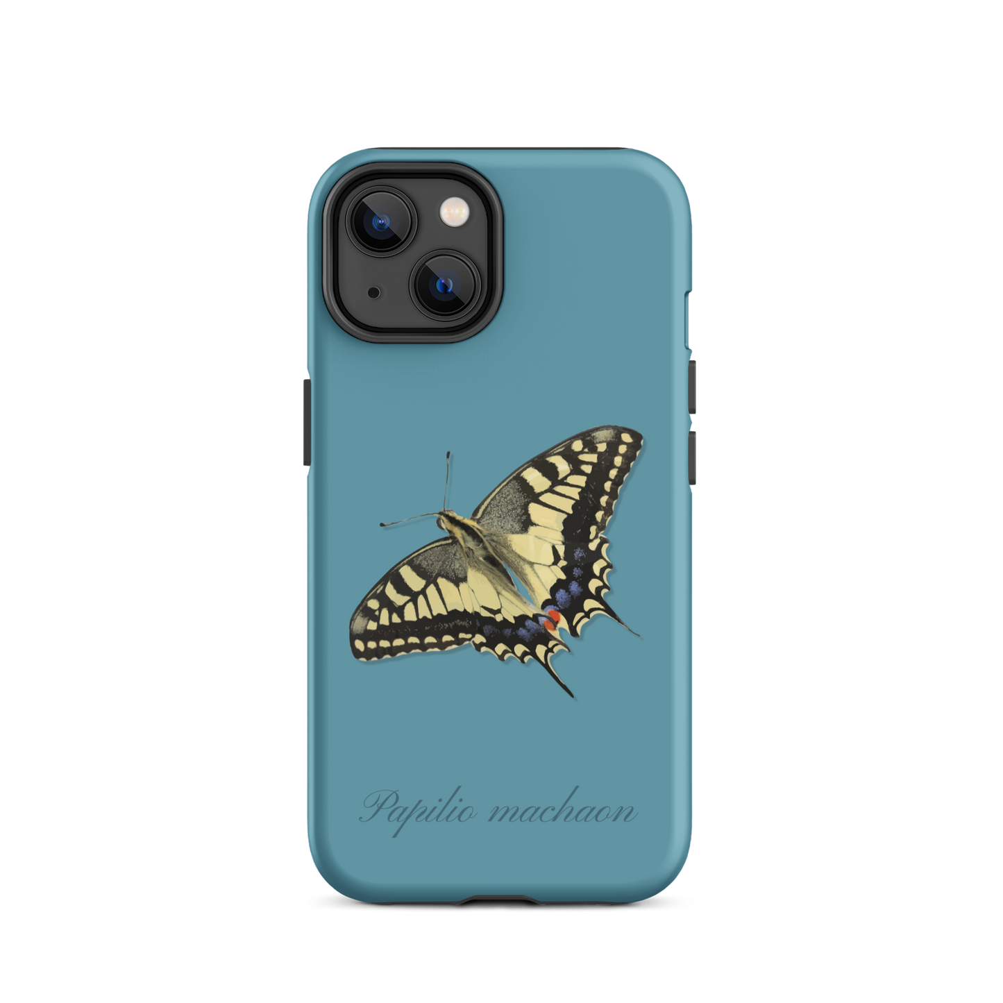 iPhone Case in Gletscherwasserblau mit Schwalbenschwanz-Muster, schützende Handyhülle aus robustem Material.