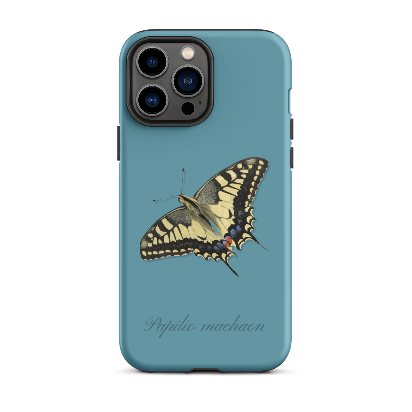 iPhone Case mit Schwalbenschwanz-Muster in Gletscherwasserblau, präzise Passform für iPhone-Modelle.